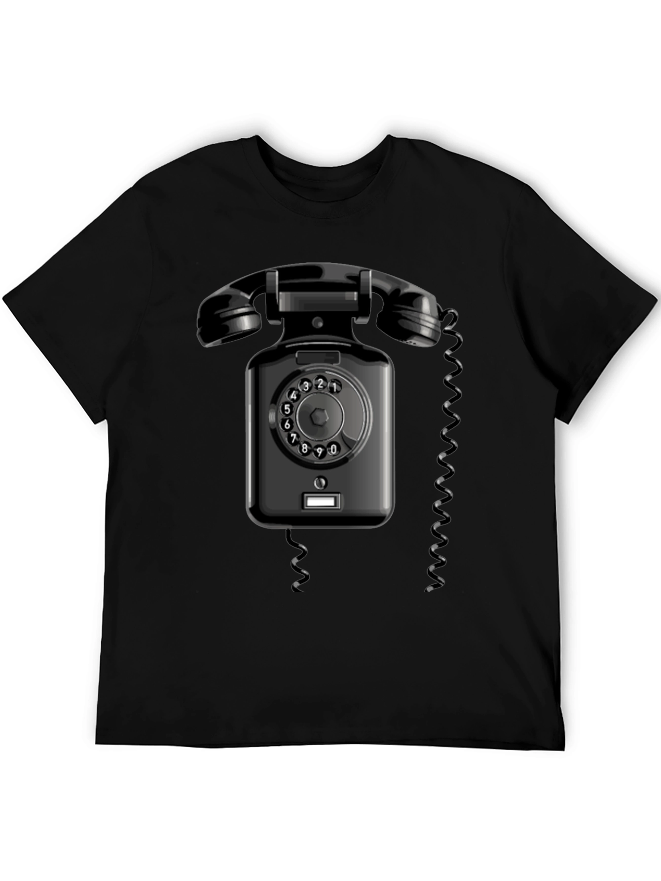 Black Vintage Rotary Phone Graphic T-Shirt - Retro Style view 5