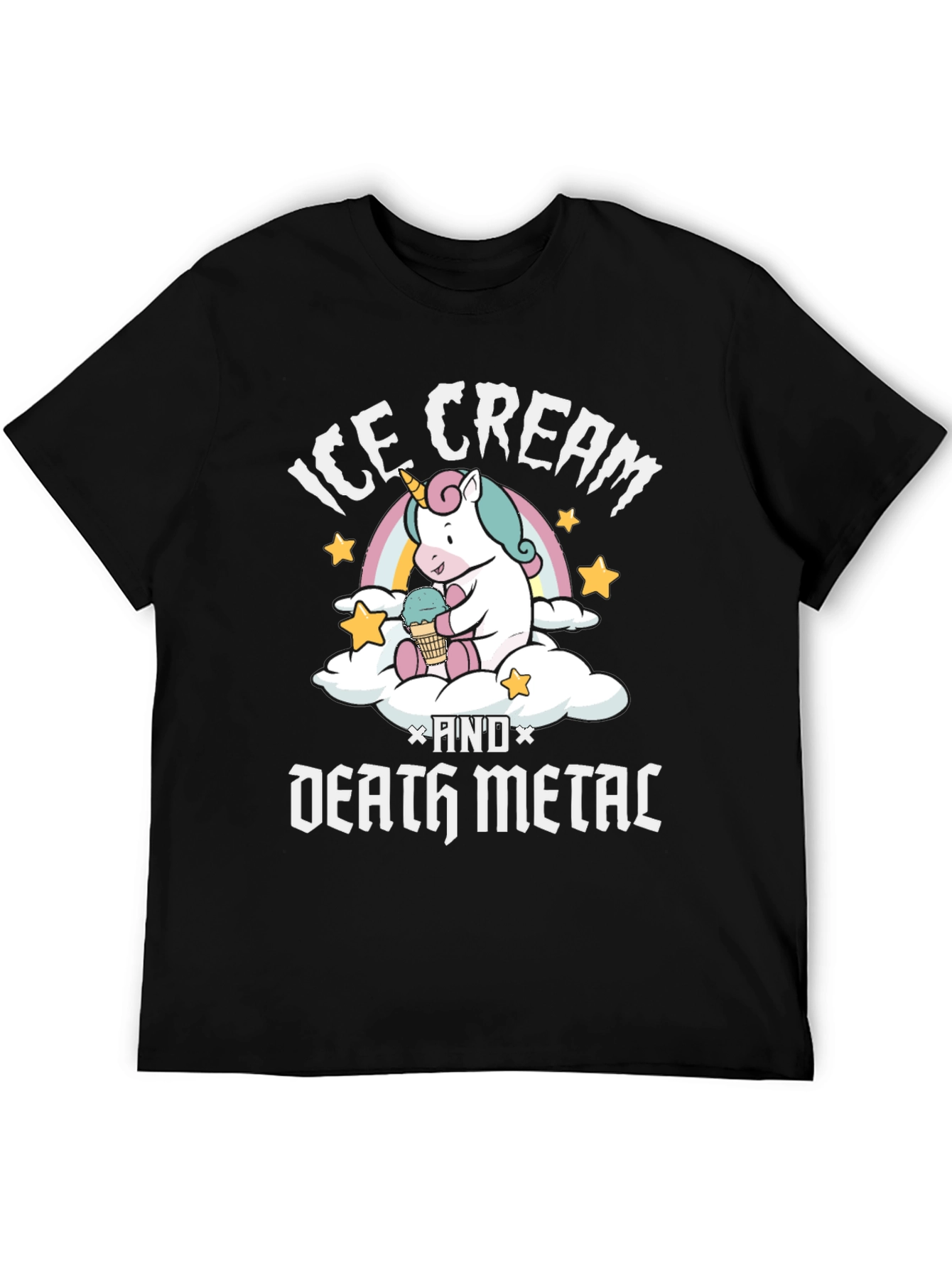 Black Ice Cream and Death Metal Unicorn T-Shirt view 5