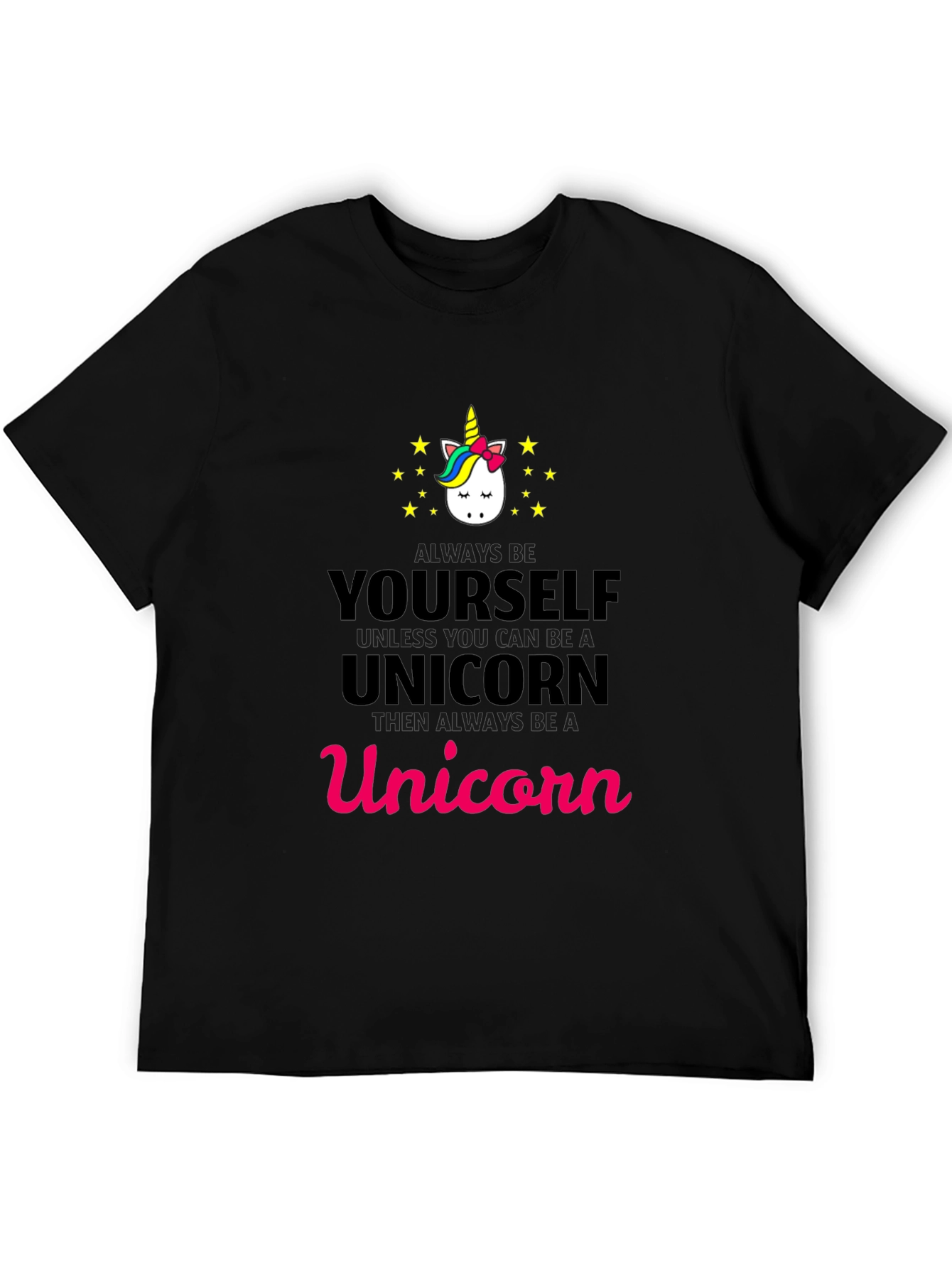 Black Unicorn Graphic Tee - Always Be Yourself T-Shirt view 5
