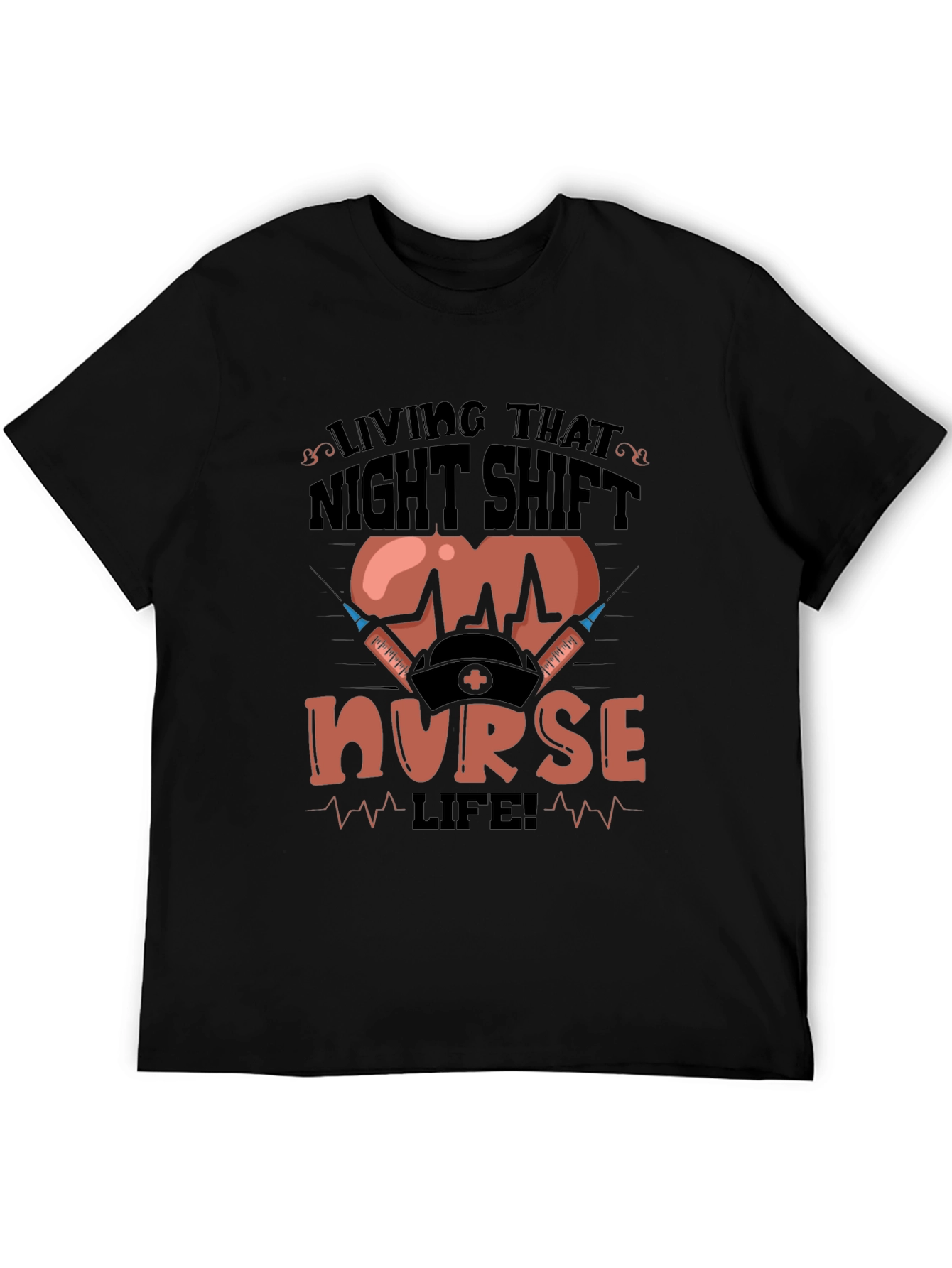 Black Night Shift Nurse T-Shirt view 5