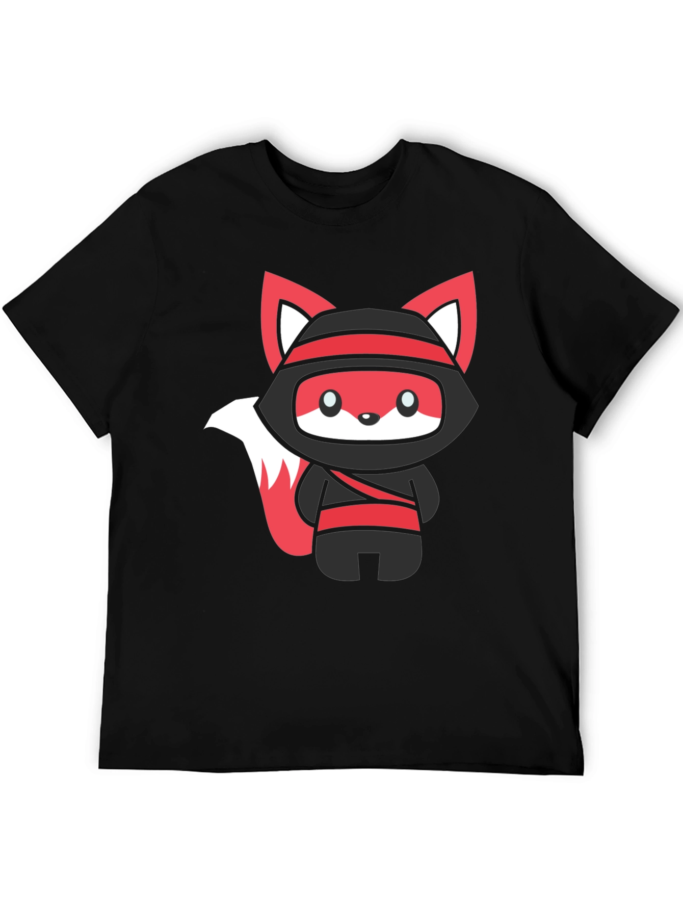 Black Ninja Fox Graphic Black T-Shirt view 5