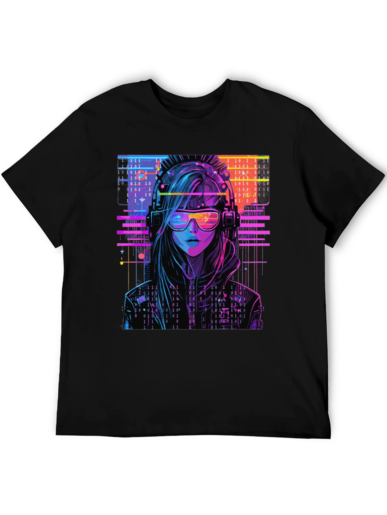 Cyberpunk Girl T-Shirt - Binary Code Design - 5