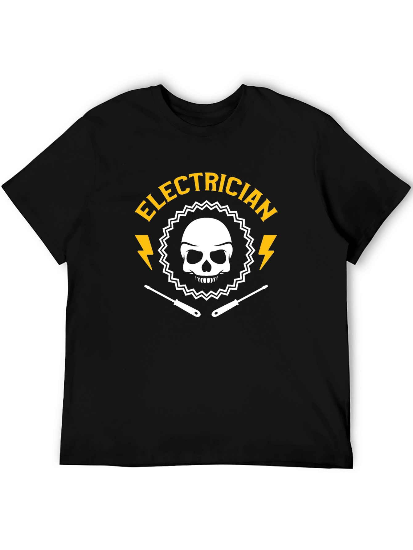 Black Electrician Skull Graphic Black T-Shirt view 5