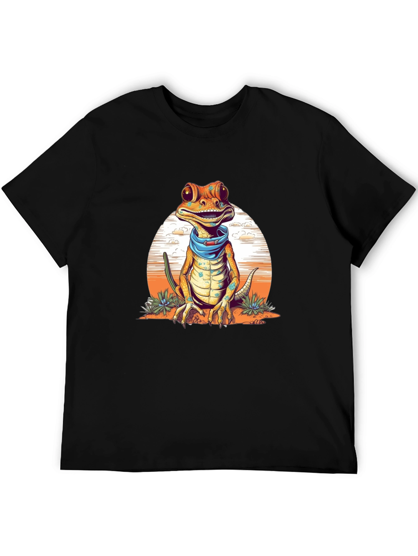 Black Gecko Bandana T-Shirt - Quirky Reptile Graphic Tee view 5