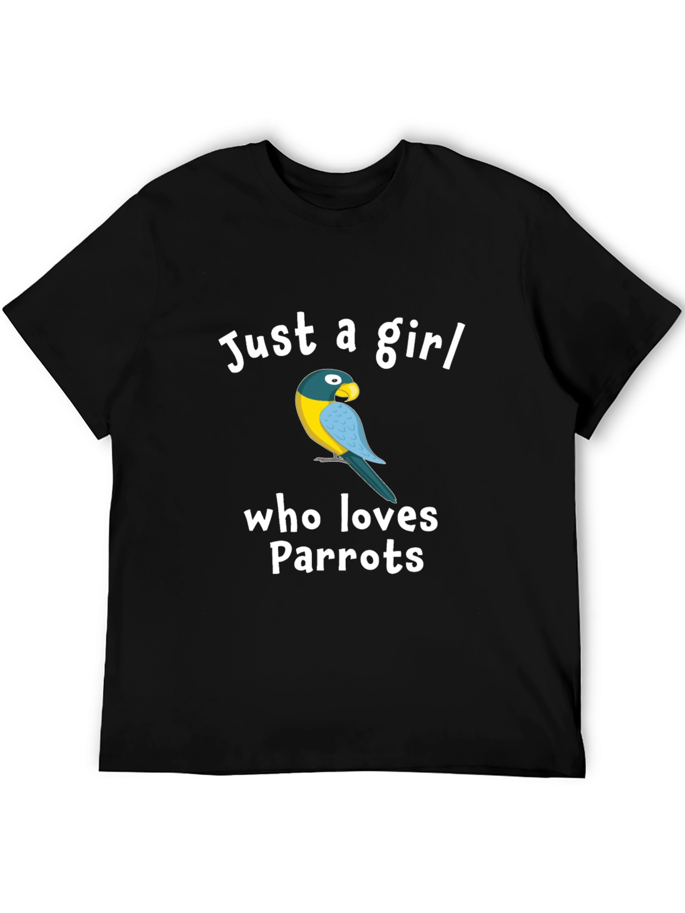Black Just a Girl Who Loves Parrots T-Shirt view 5
