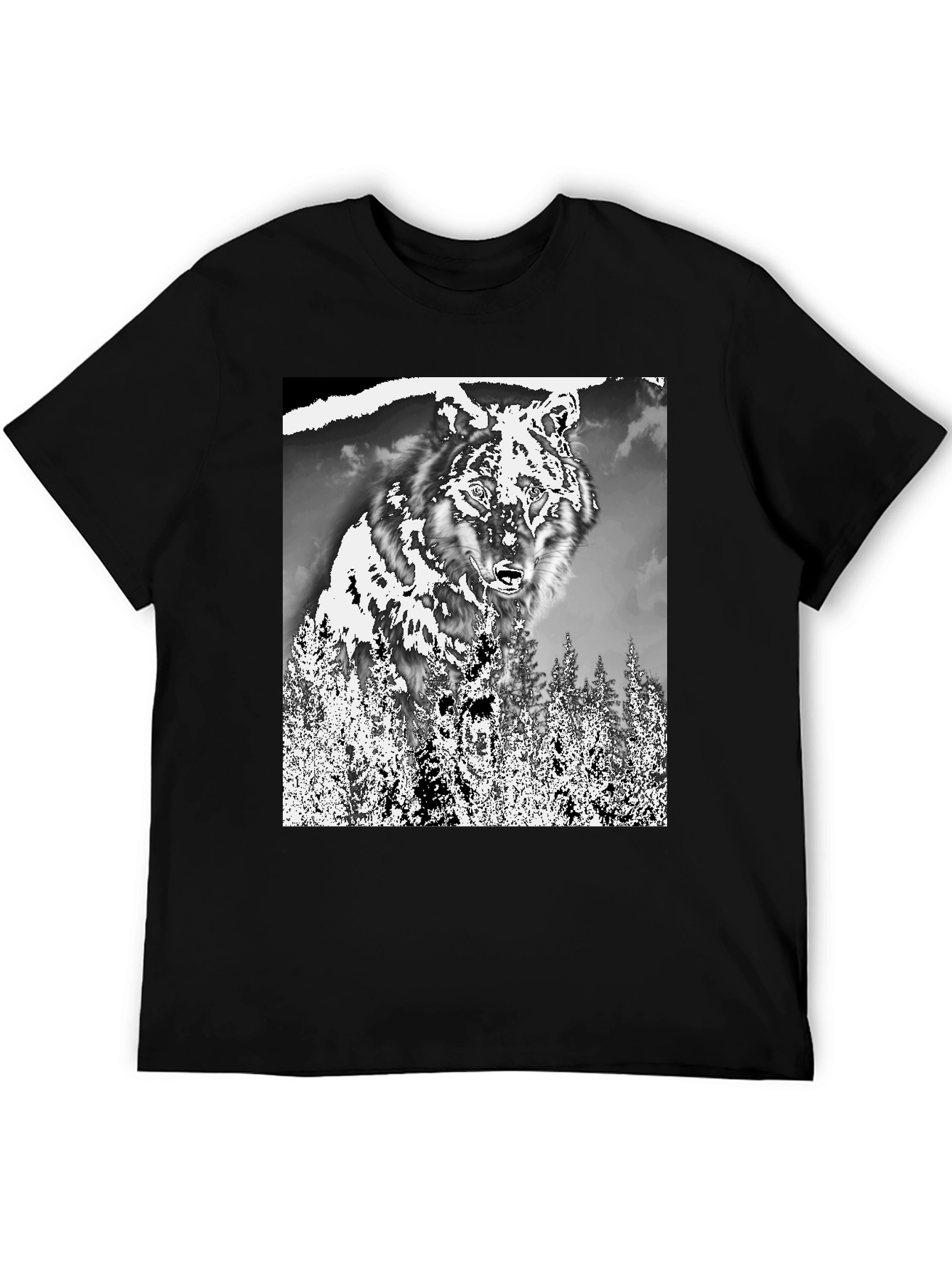 Black Wolf in the Woods Graphic Tee - Black view 5