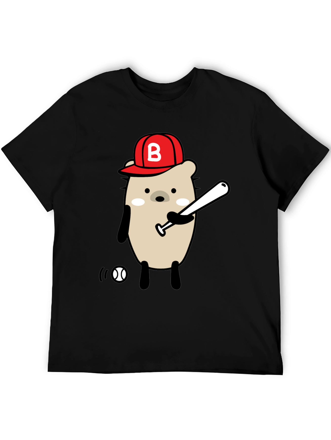 Black Baseball Bear Black T-Shirt view 5