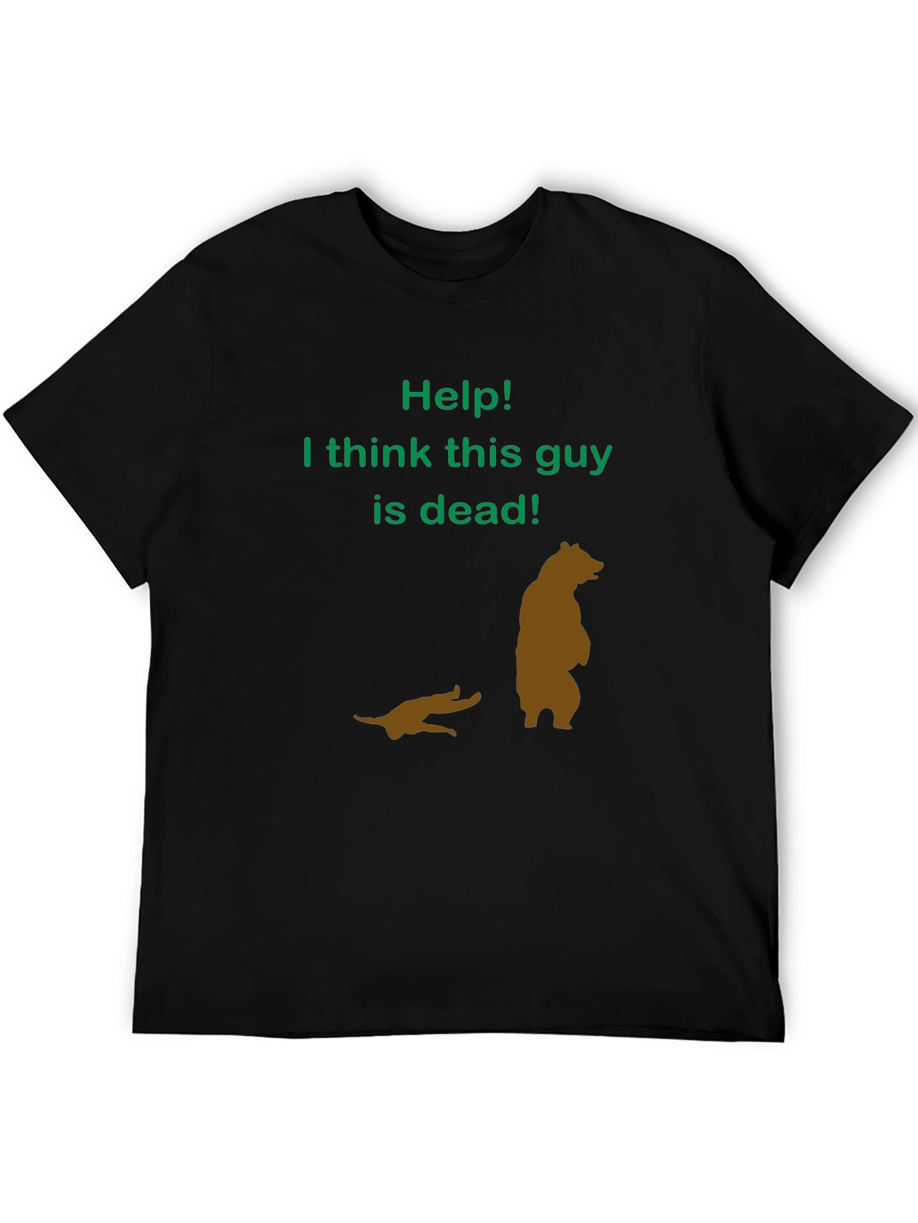 Black Help! Funny Bear T-Shirt view 5