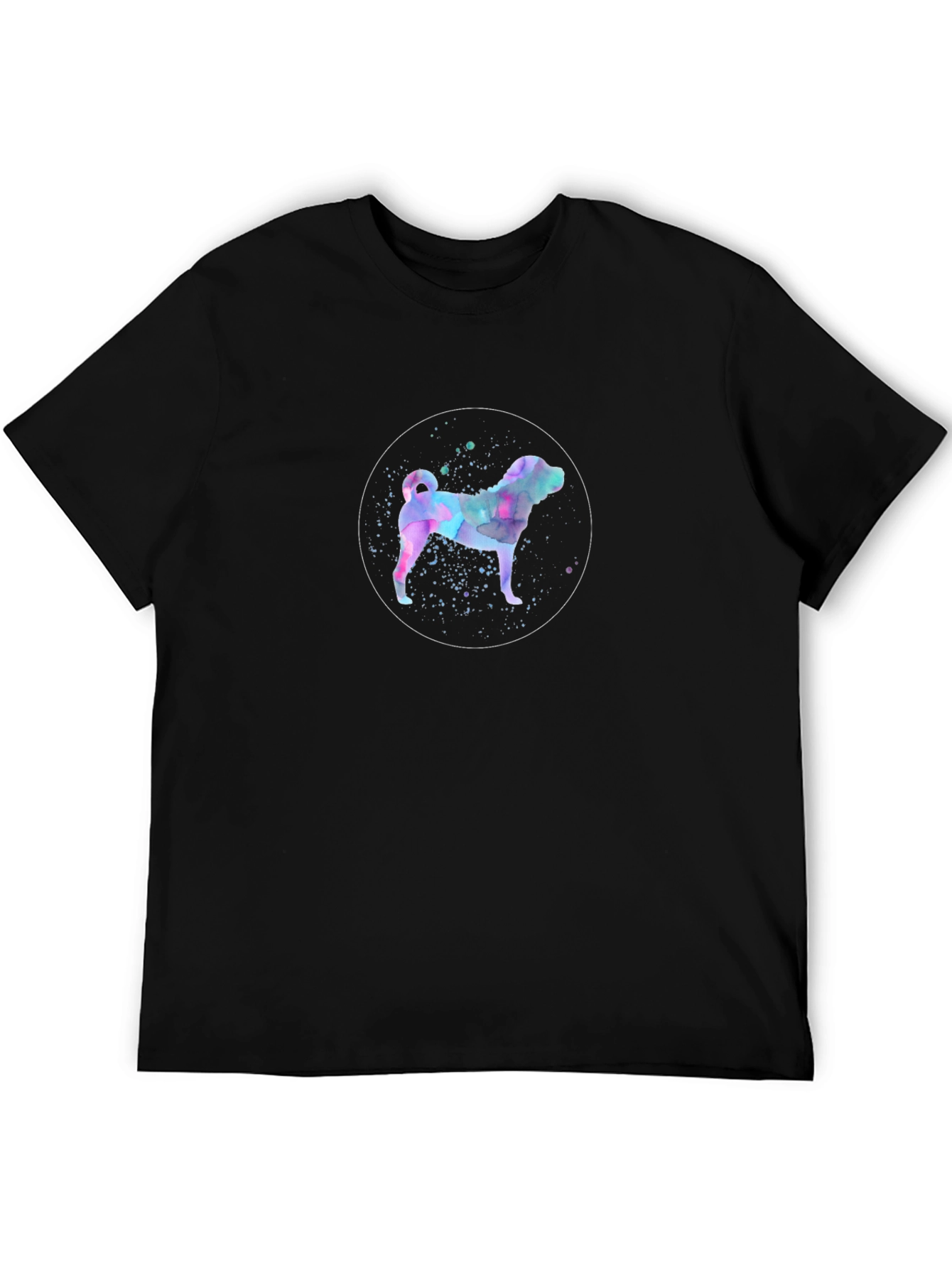 Black Watercolor Dog Graphic Tee - Unisex Black T-Shirt view 5