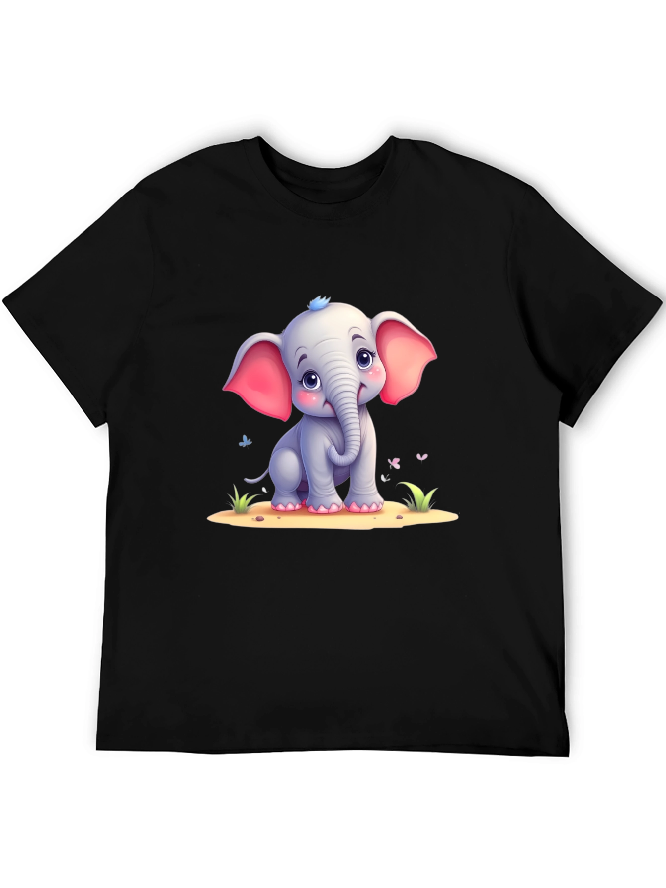Black Cute Elephant Graphic Tee - Black view 5