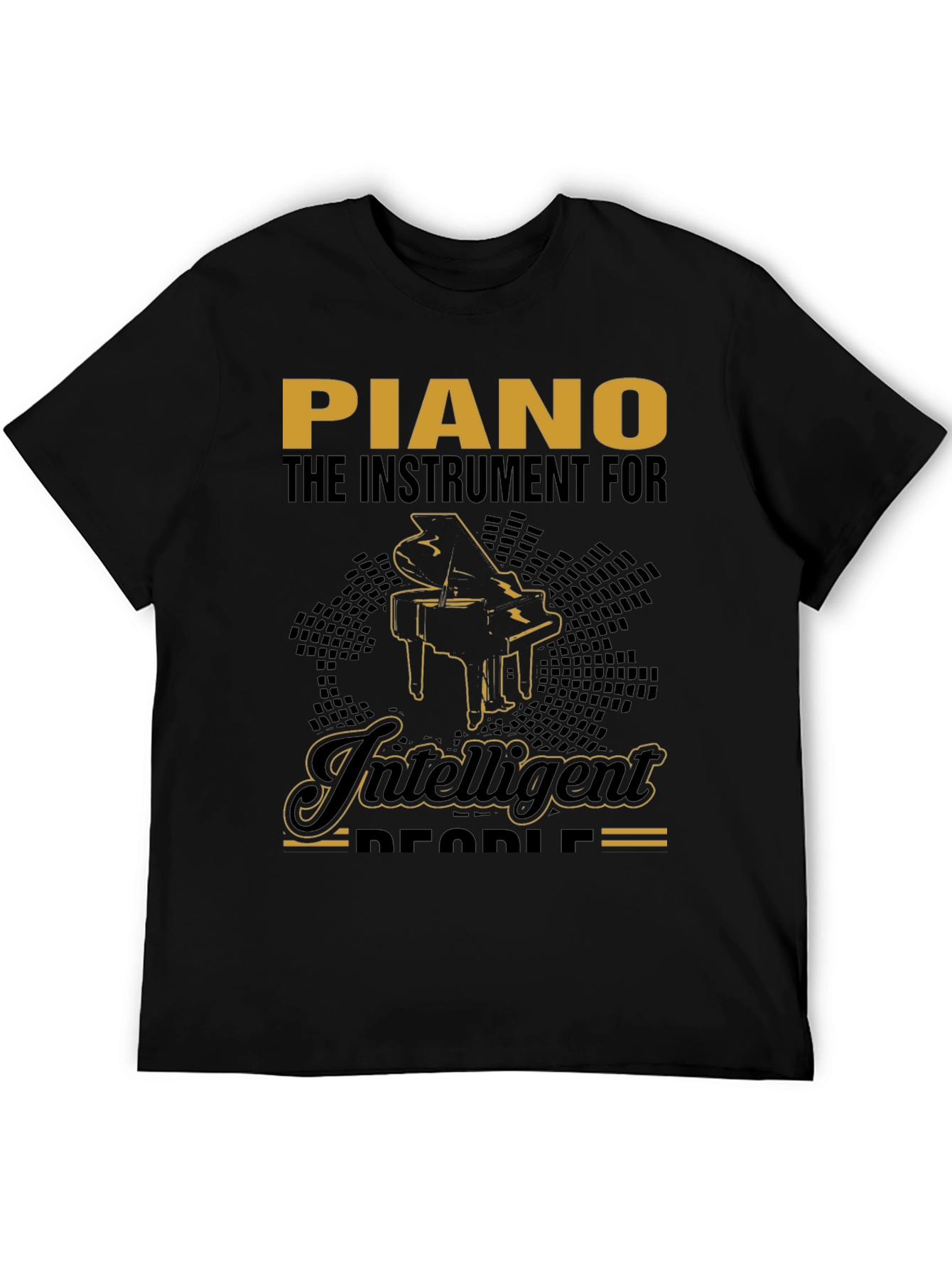 Black Piano Intelligent People Graphic T-Shirt view 5