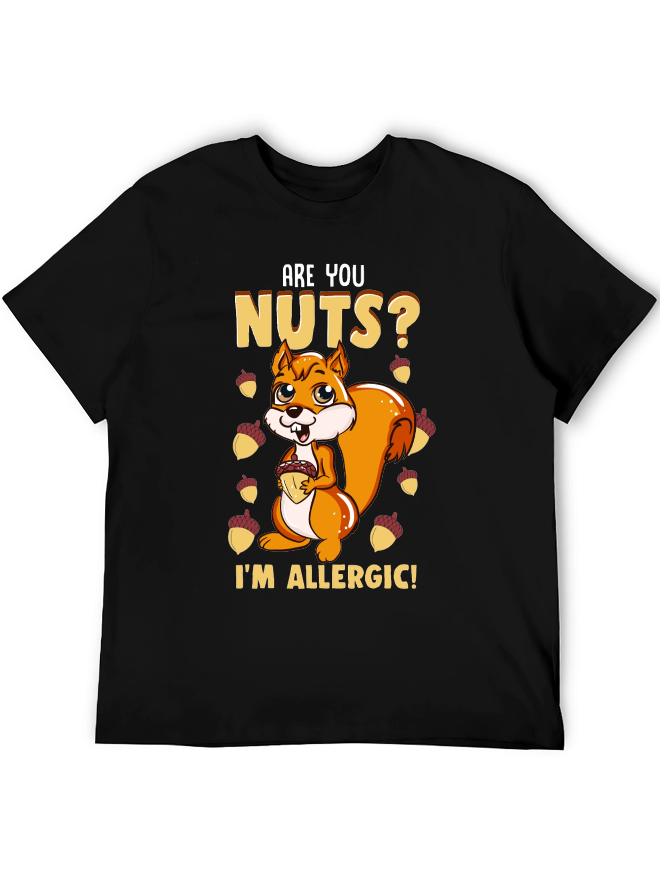 Black Funny Squirrel Nut Allergy T-Shirt view 5