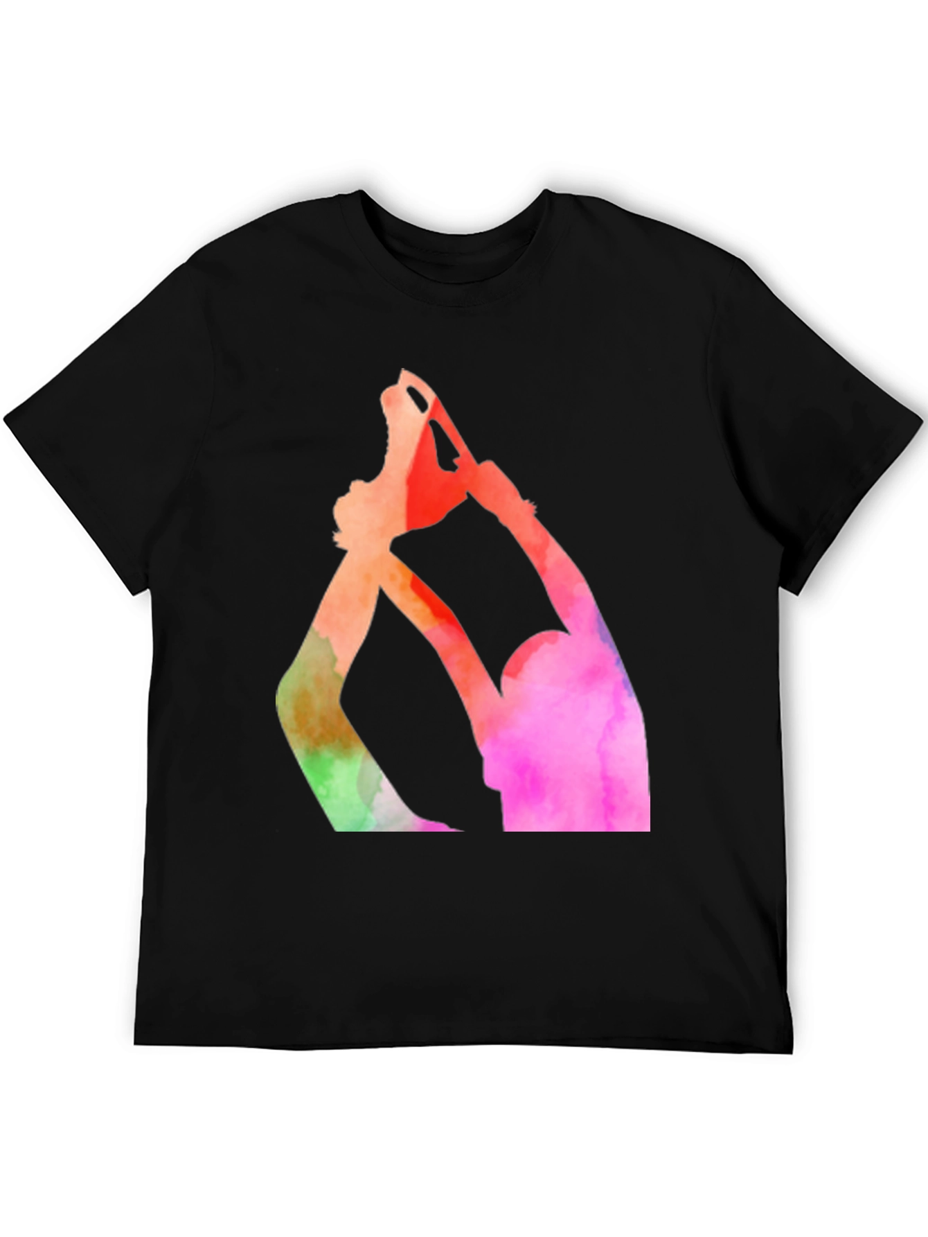 Black Watercolor Figure Skating T-Shirt - Black view 5