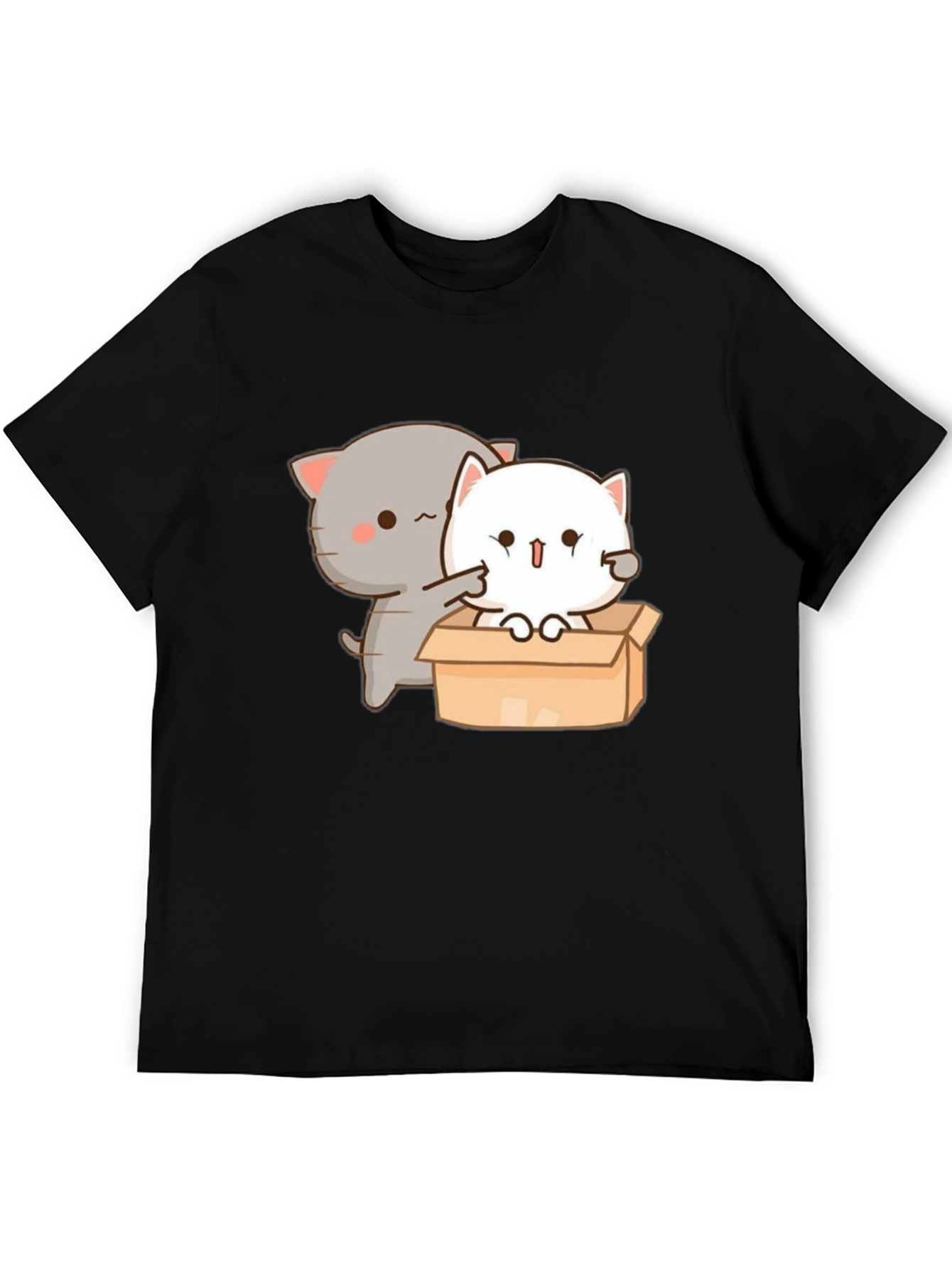 Black Cute Cat in Box Graphic T-Shirt view 5