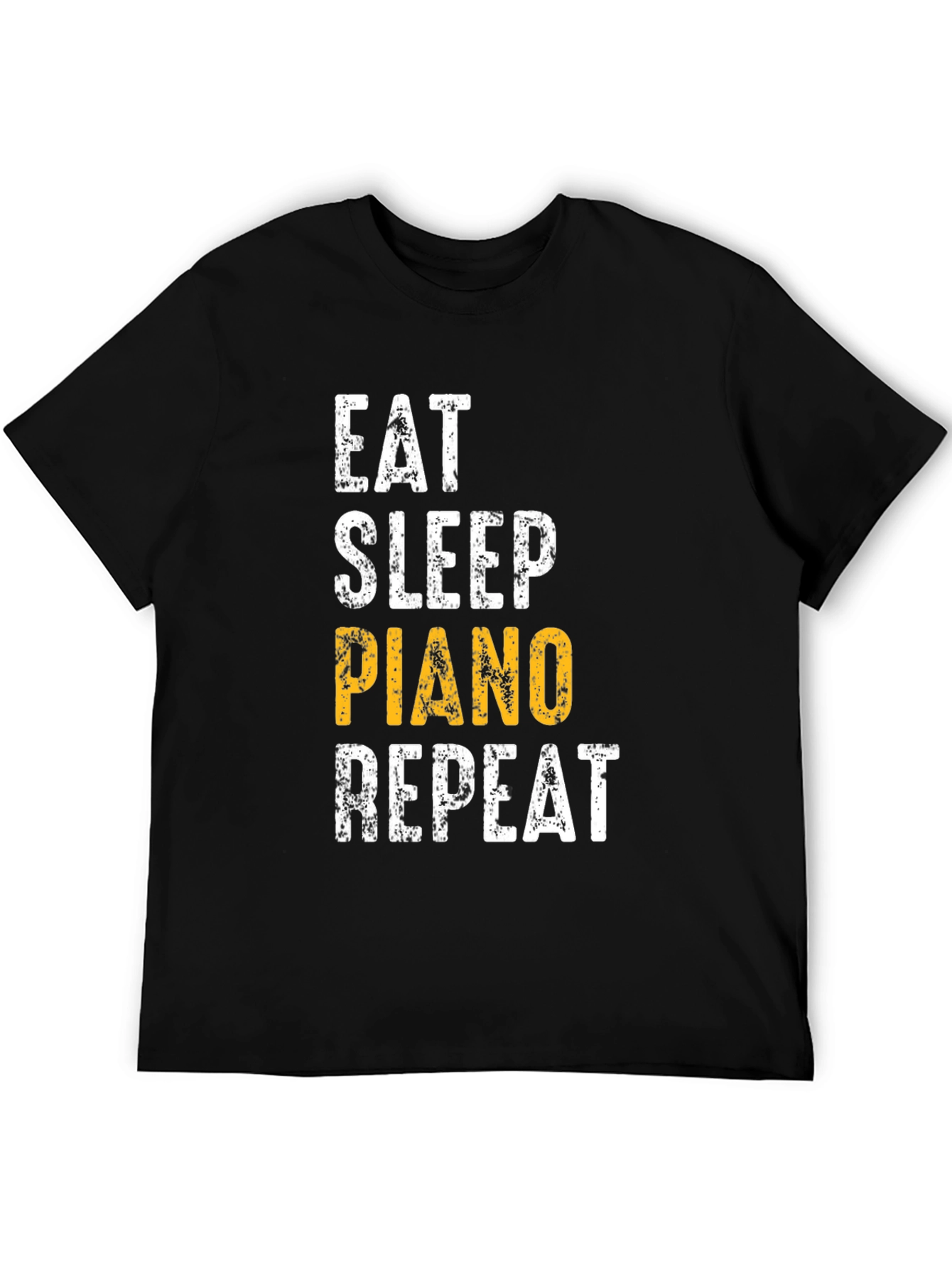 Black Eat Sleep Piano Repeat Black Graphic Tee view 5
