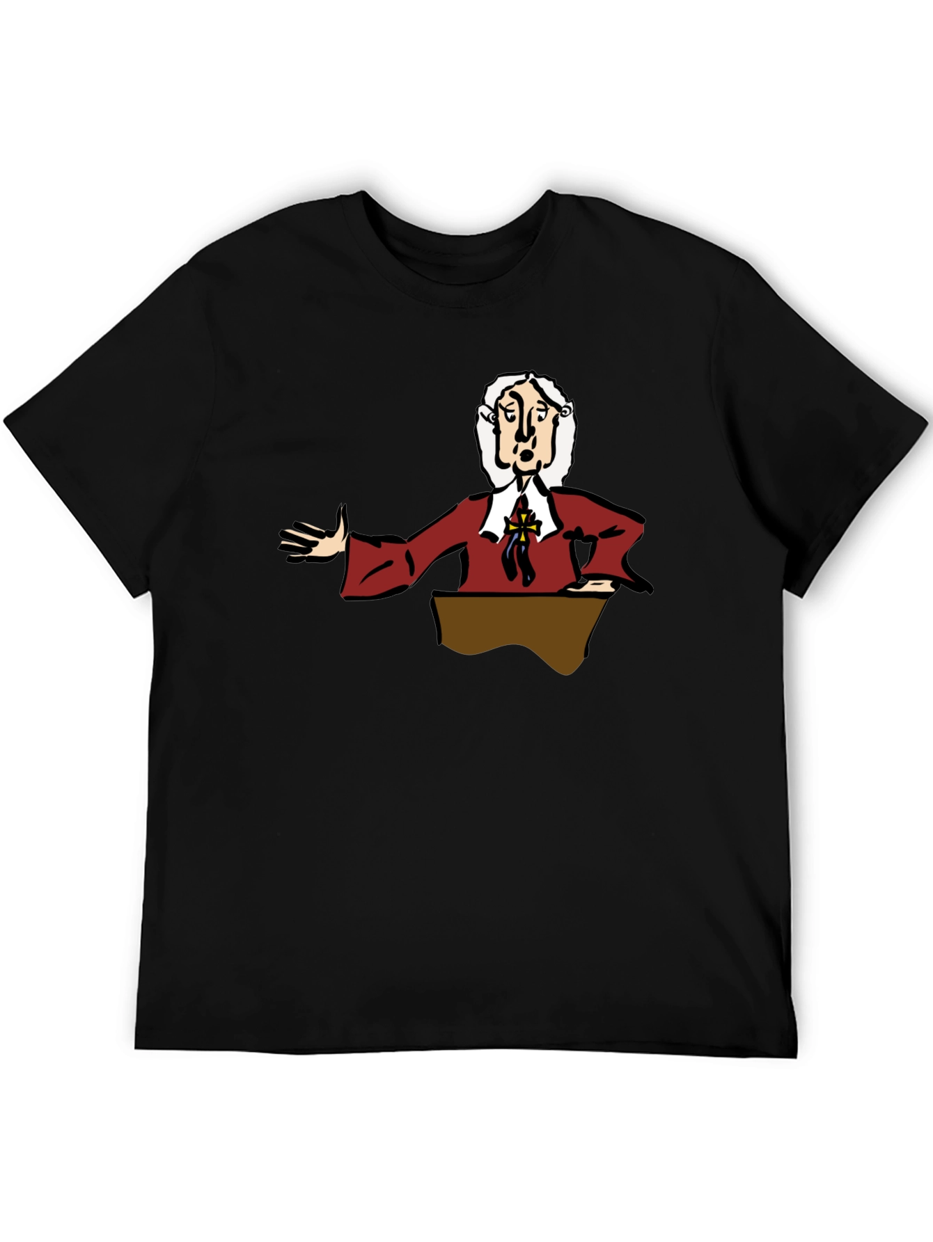 Black Cartoon Preacher Black T-Shirt view 5
