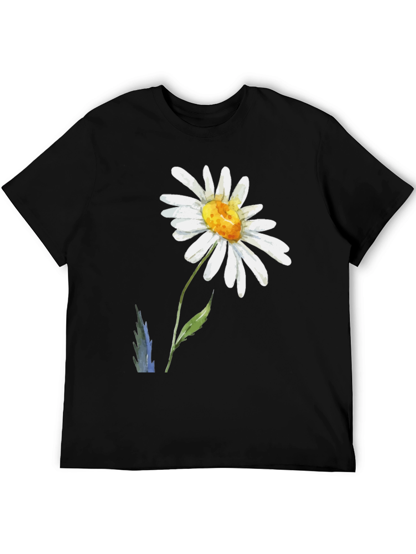 Black Daisy Flower Black T-Shirt view 5