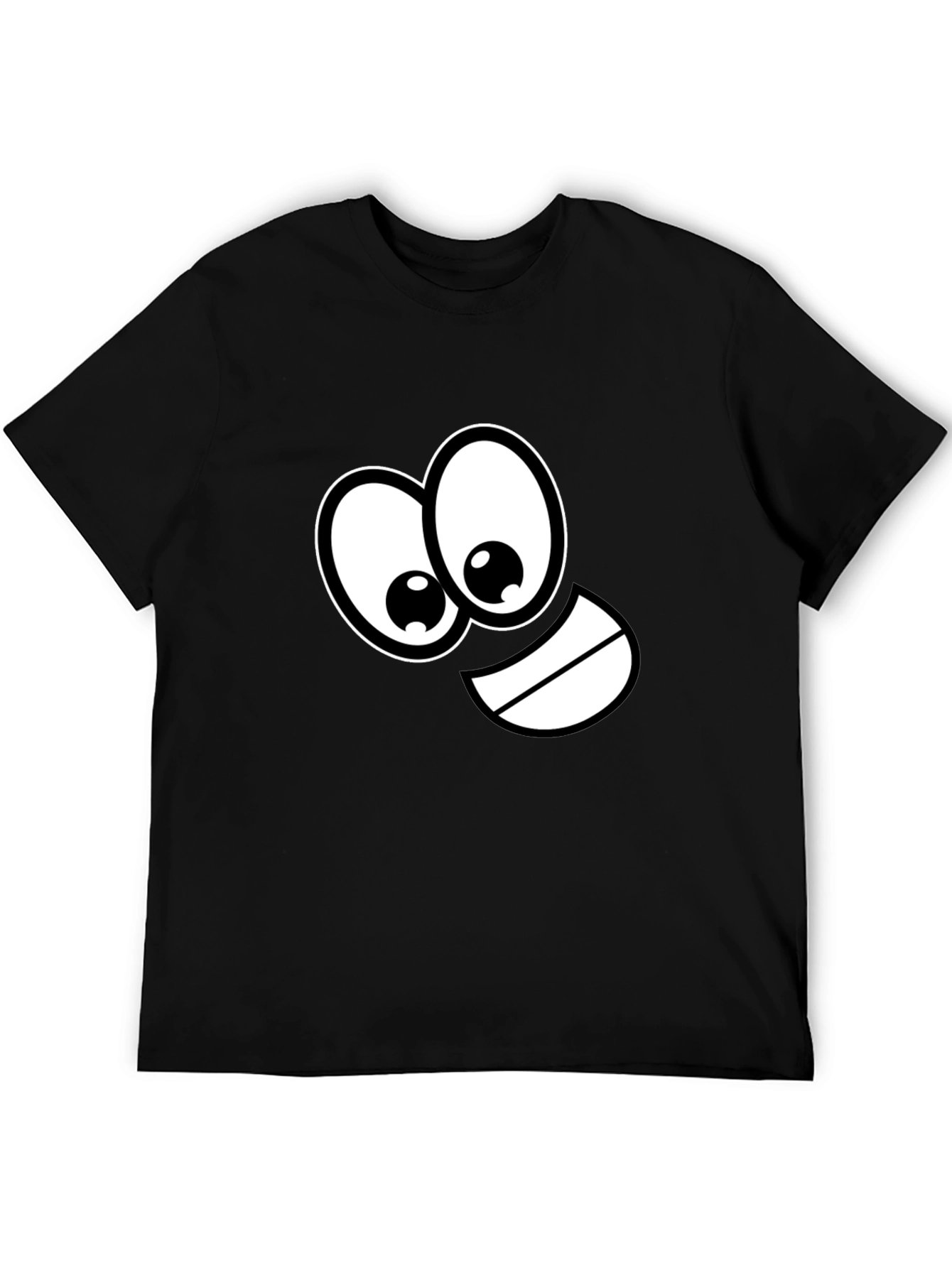 Black Funny Cartoon Face Black T-Shirt view 5