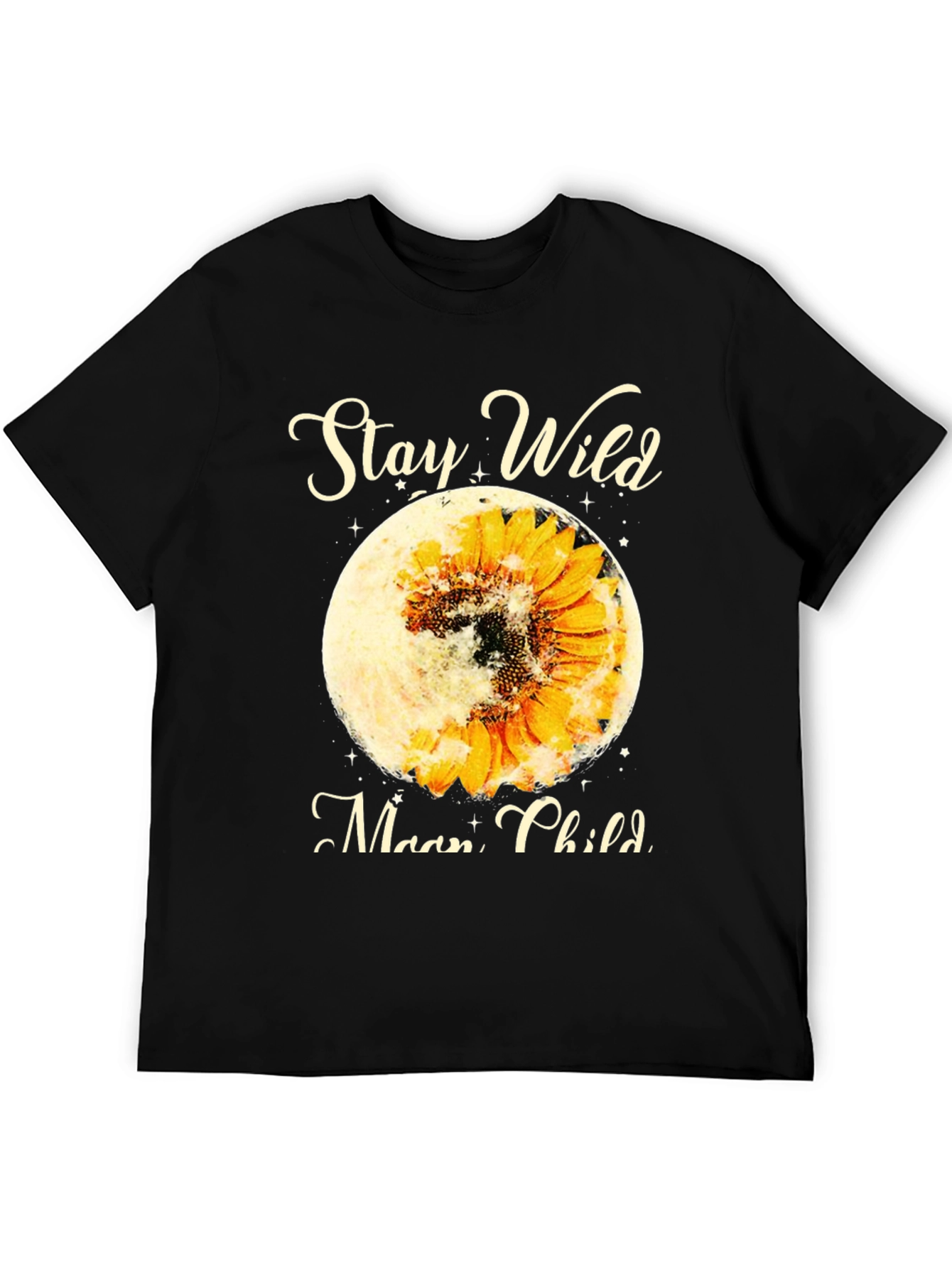 Black Stay Wild Moon Child Sunflower Graphic Tee view 5