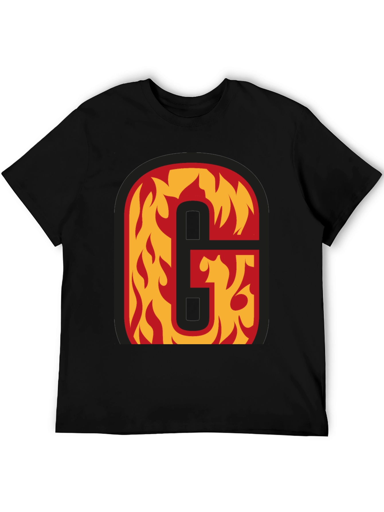 Black Fiery Letter 'G' Black T-Shirt view 5