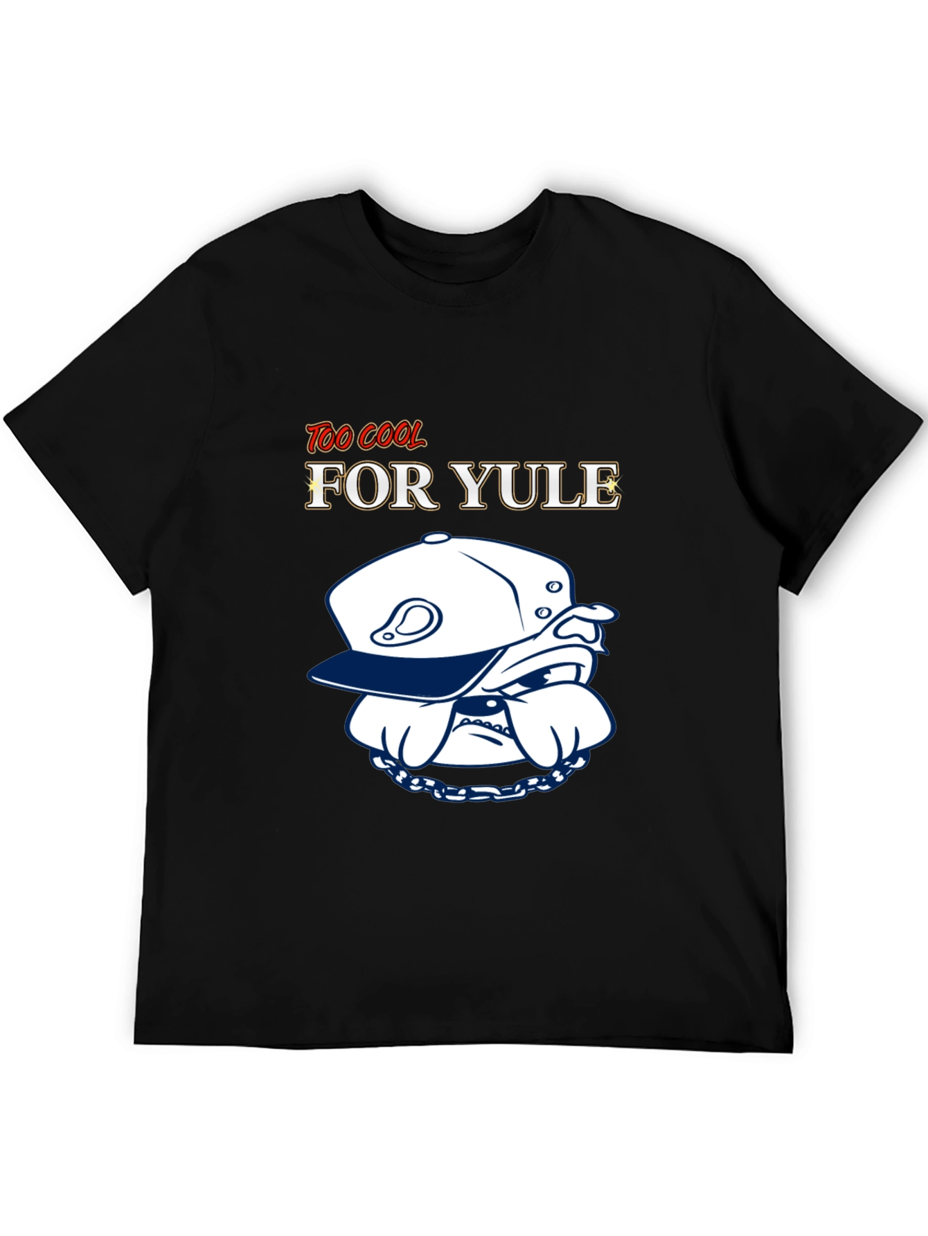 Black Too Cool For Yule T-Shirt: Bulldog Style view 5