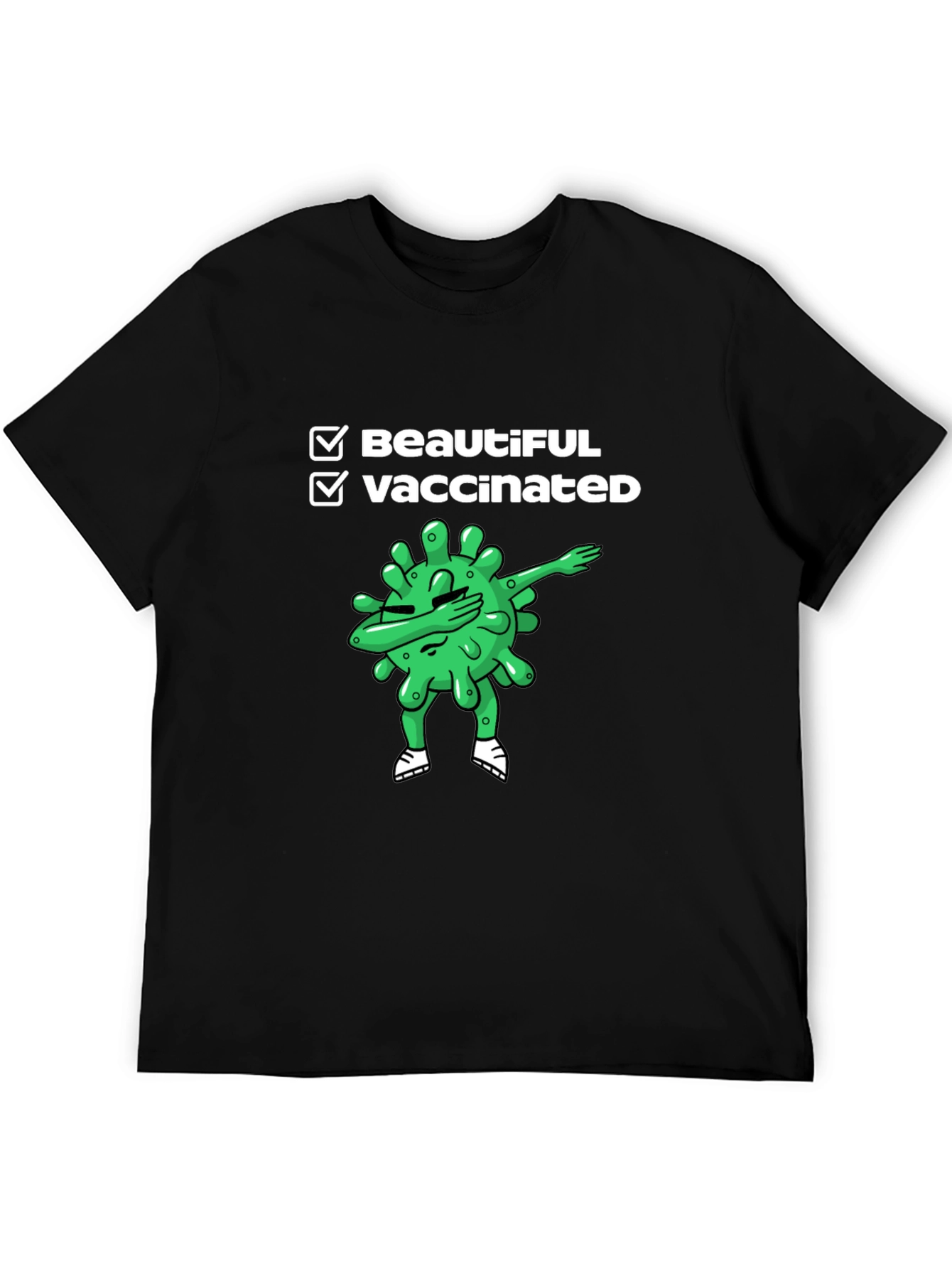 Black Beautiful & Vaccinated Black T-Shirt view 5