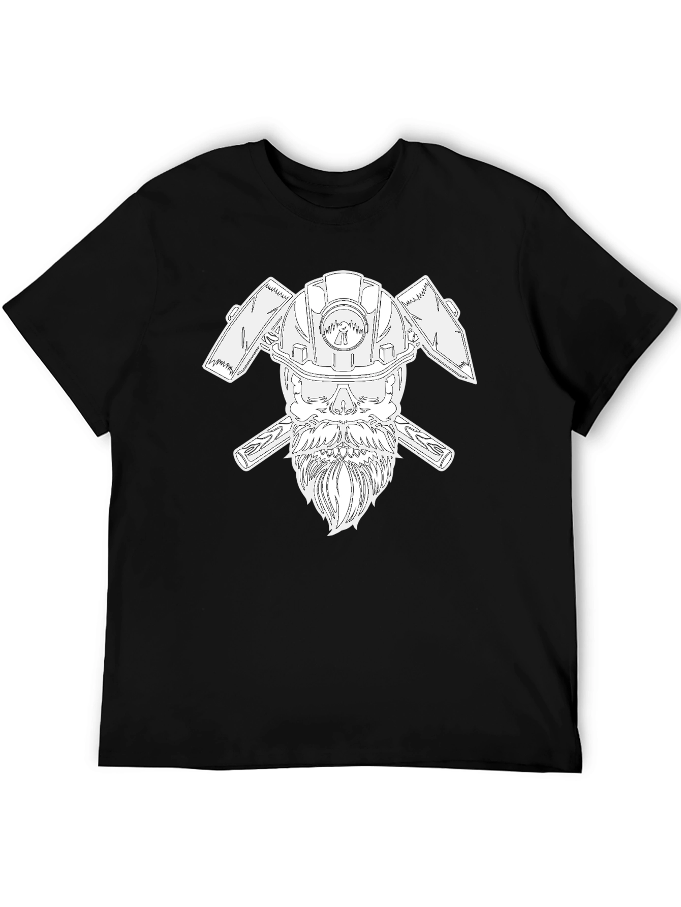 Black Cool Miner Skull T-Shirt - Black Crew Neck Tee view 5
