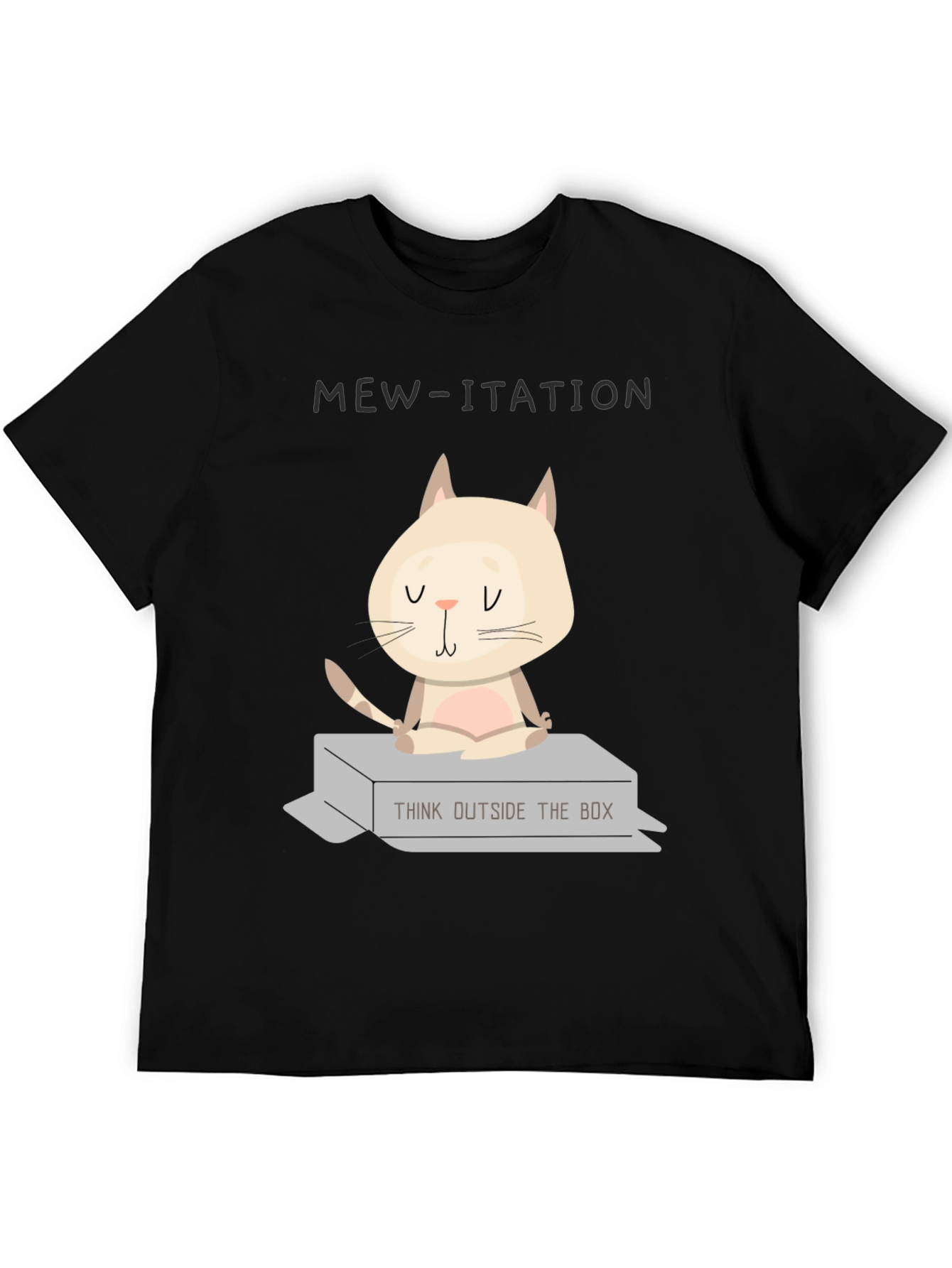 Black Mew-ditation Cat Graphic T-Shirt: Think Outside the Box view 5