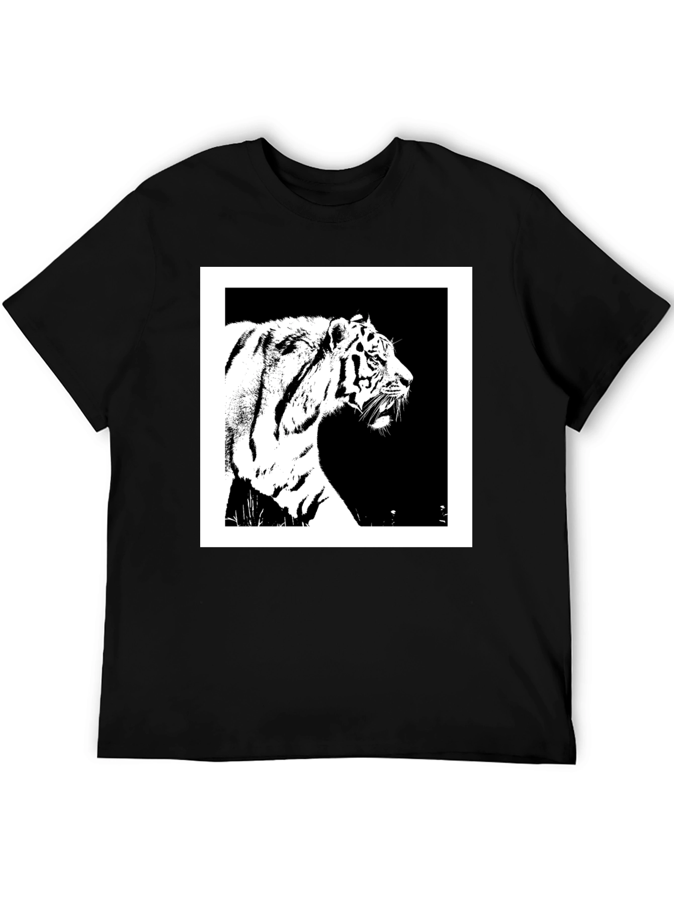 Black Tiger Graphic Tee - Black Cotton Shirt view 5
