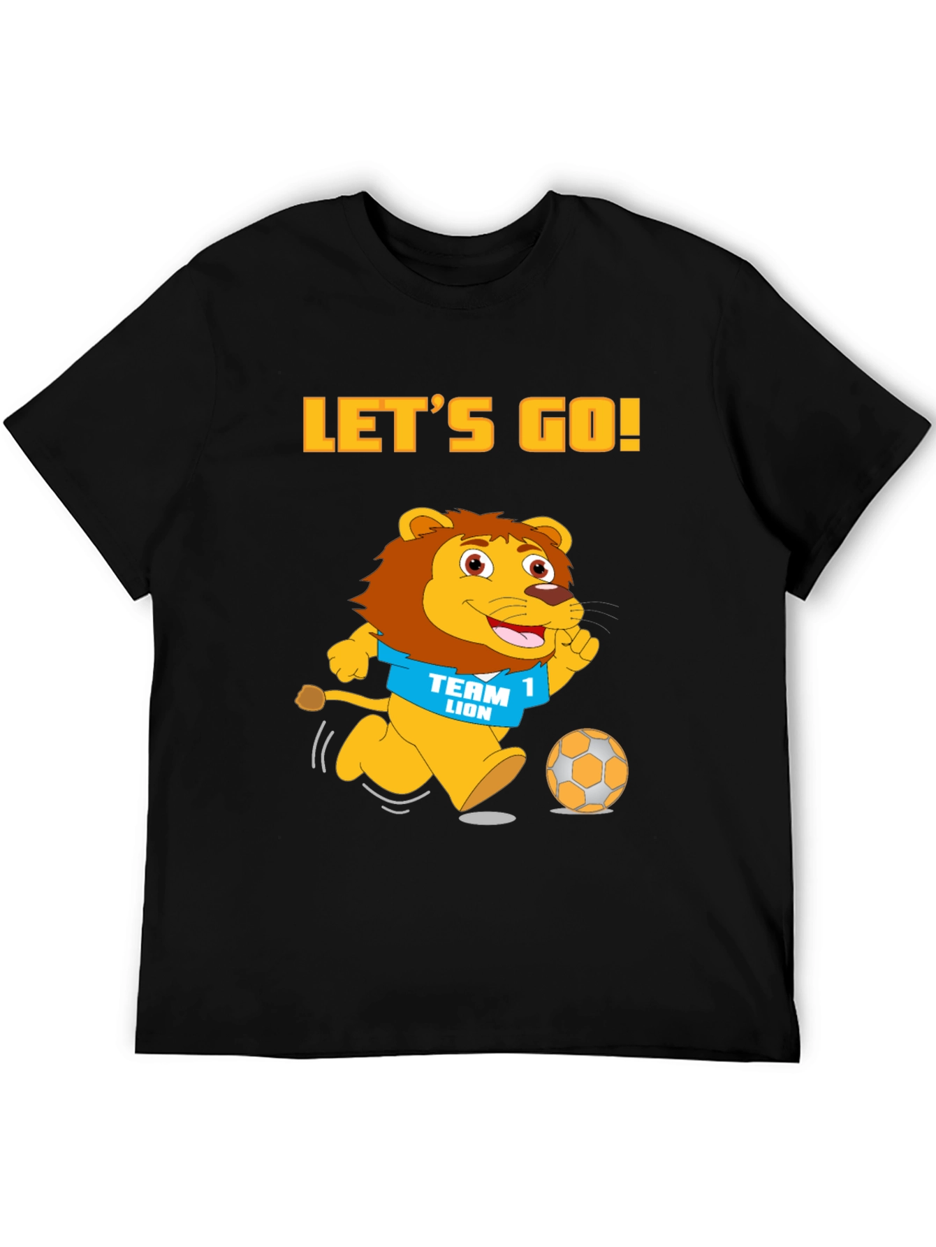 Black Let's Go Team Lion T-Shirt - Black Cotton Graphic Tee view 5