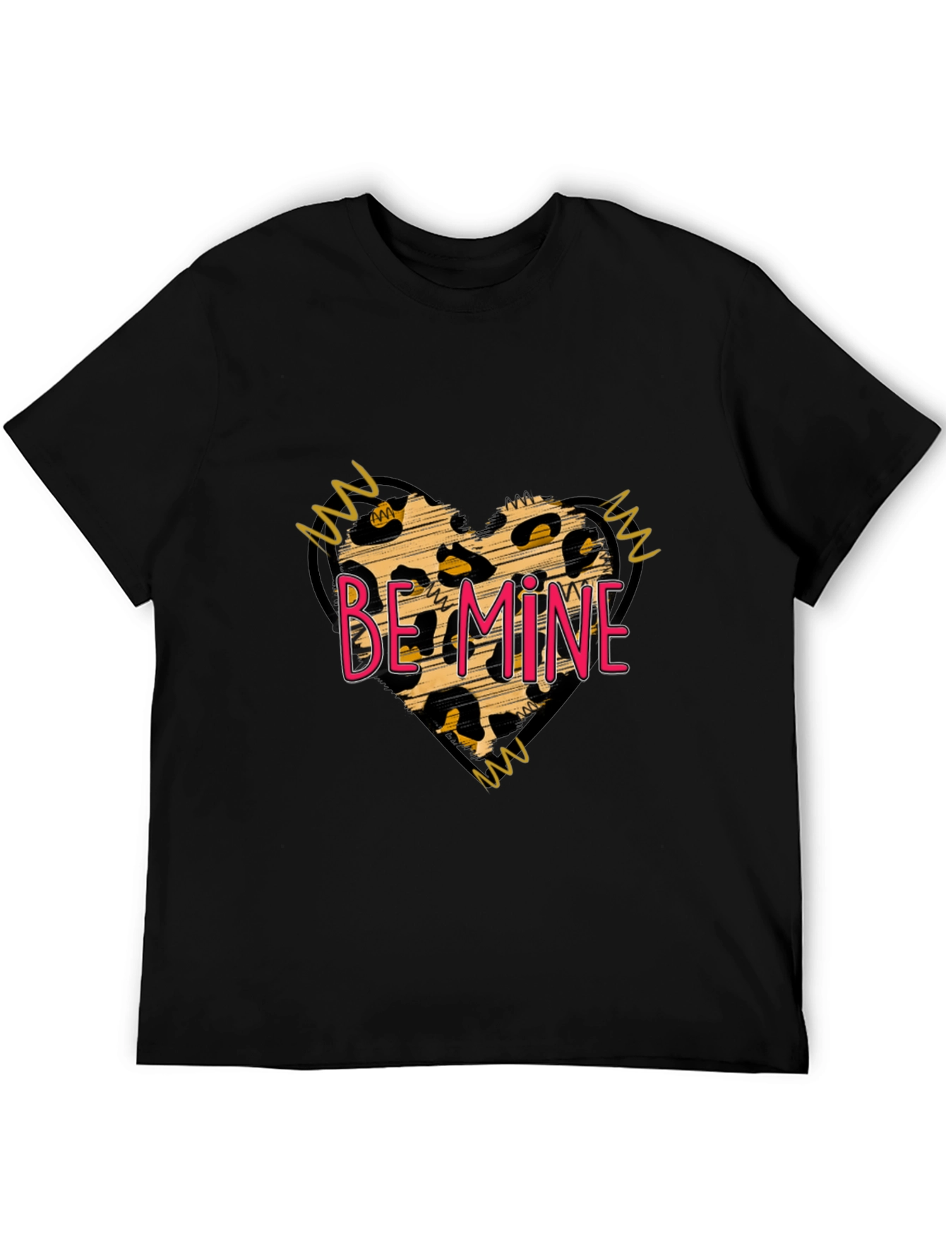 Black Leopard Heart Be Mine Valentine's T-Shirt view 5