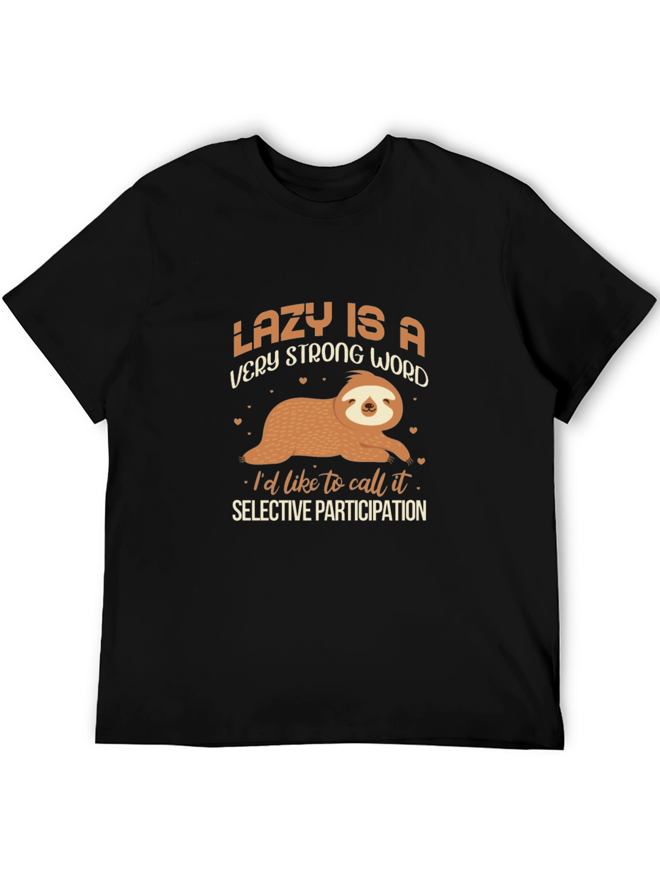Black Lazy Sloth Graphic T-Shirt - Selective Participation view 5