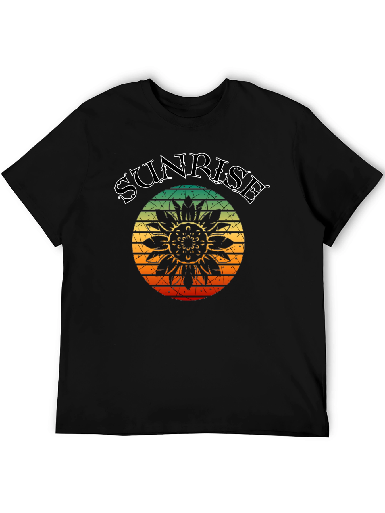 Black Sunrise Sunflower Graphic Tee - Retro Style view 5