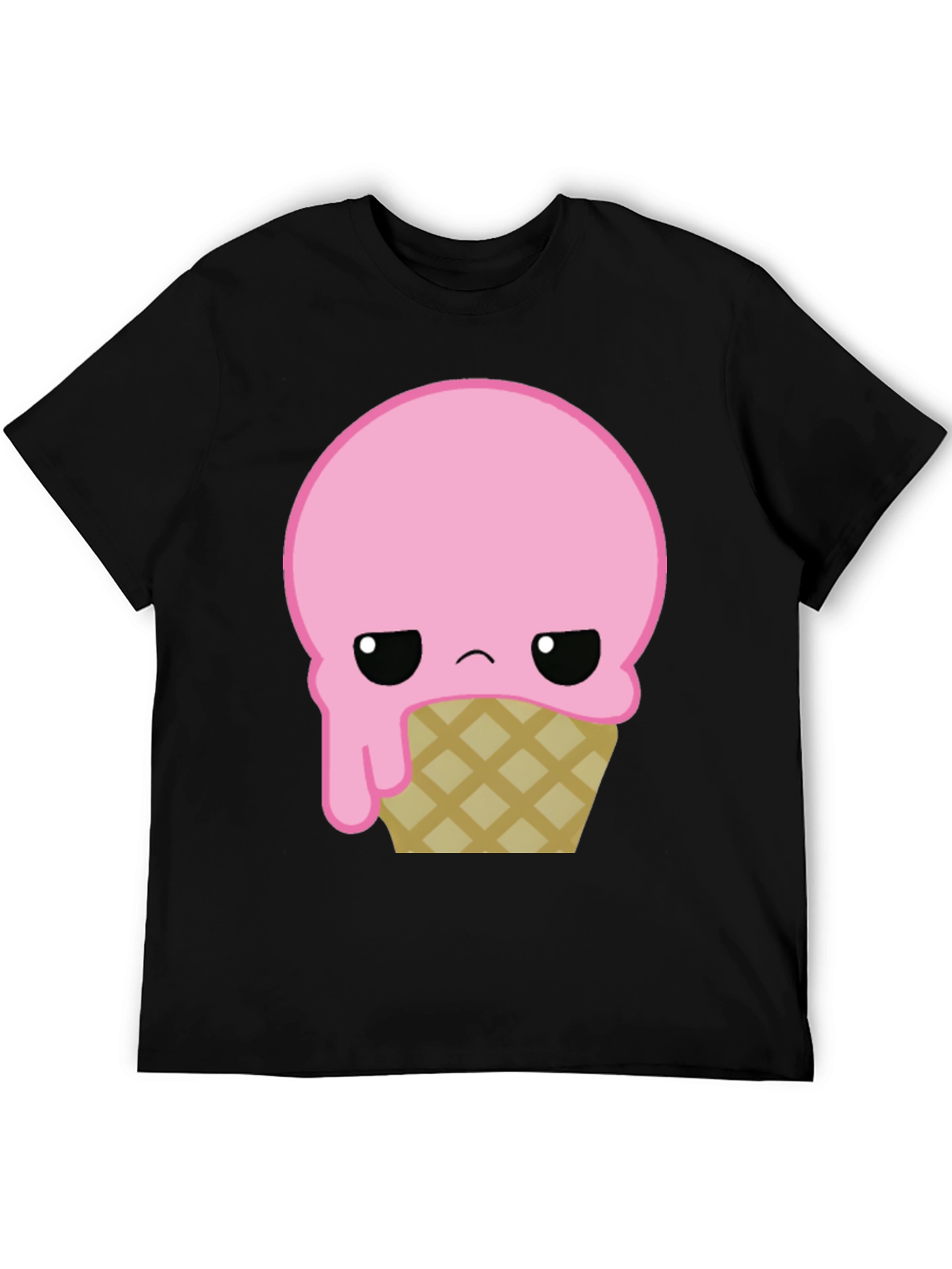 Black Sad Ice Cream Cone Graphic T-Shirt view 5