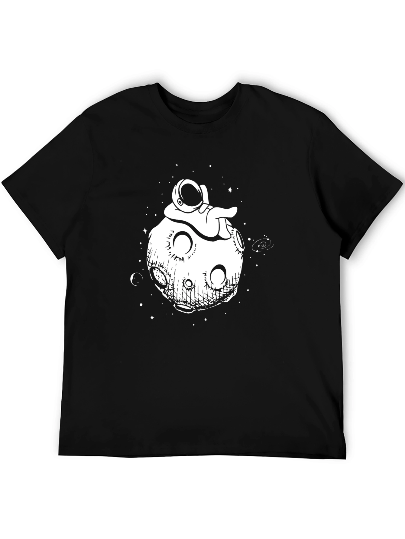 Black Astronaut Moon Graphic Tee - Black Cotton view 5