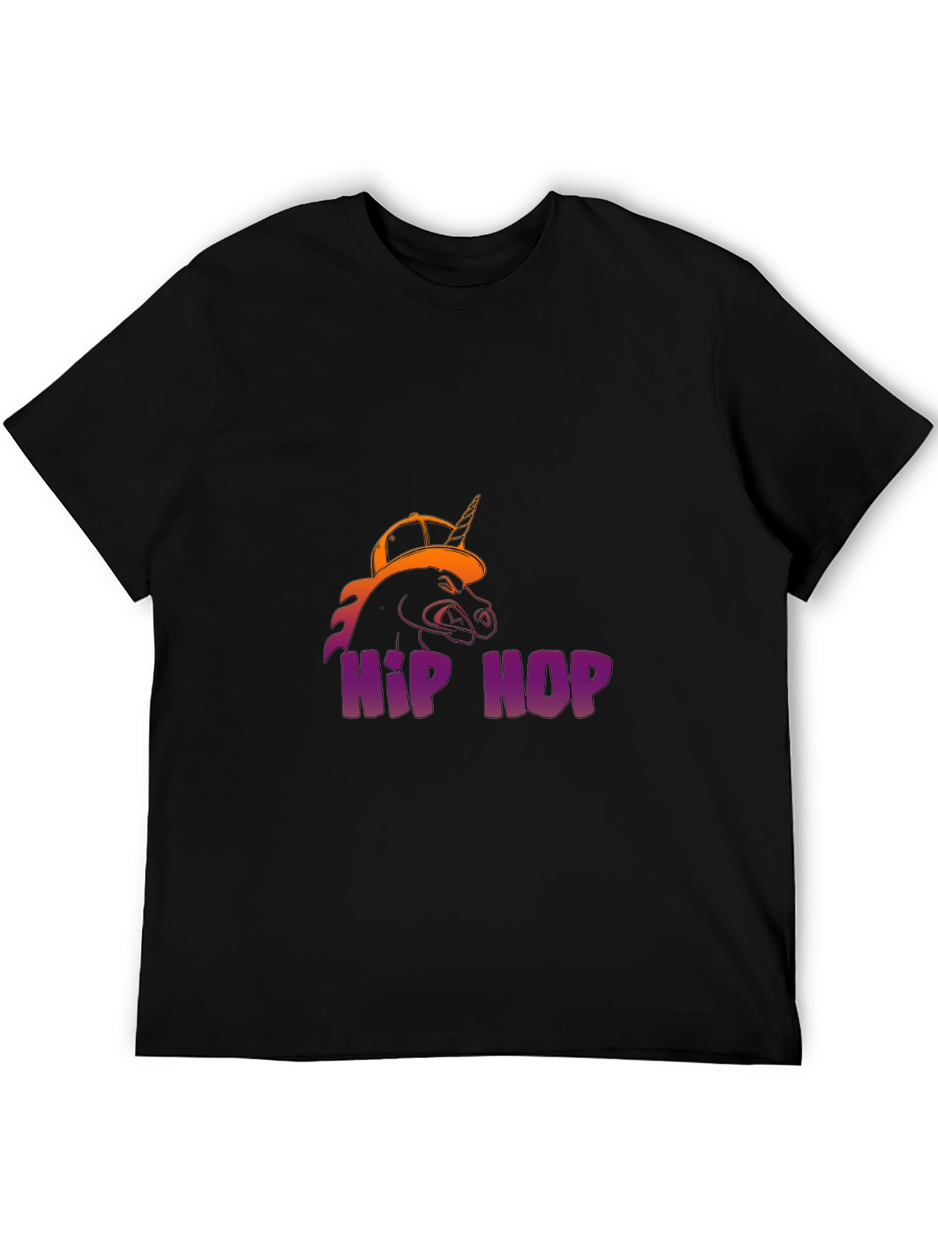 Black Hip Hop Unicorn Graphic T-Shirt view 5