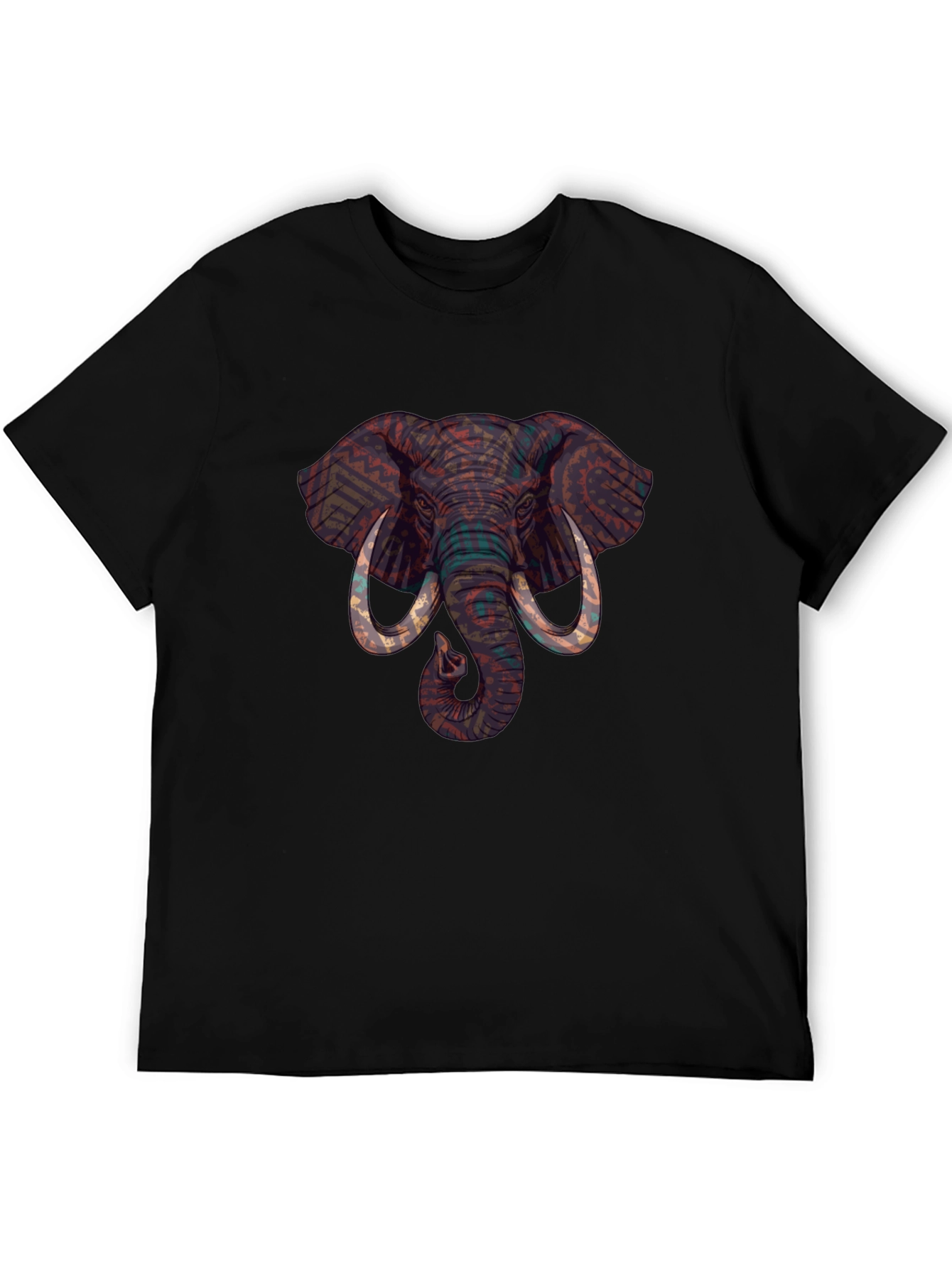 Black Elephant Graphic Print Crew Neck T-Shirt view 5
