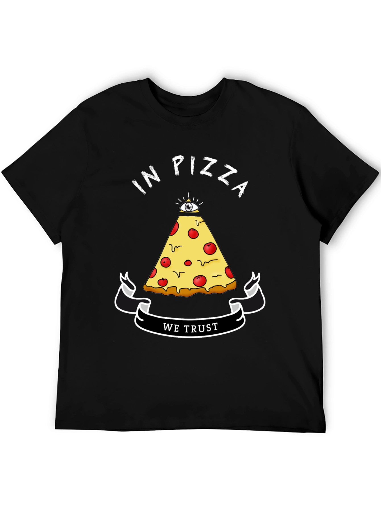 Black In Pizza We Trust Graphic T-Shirt view 5