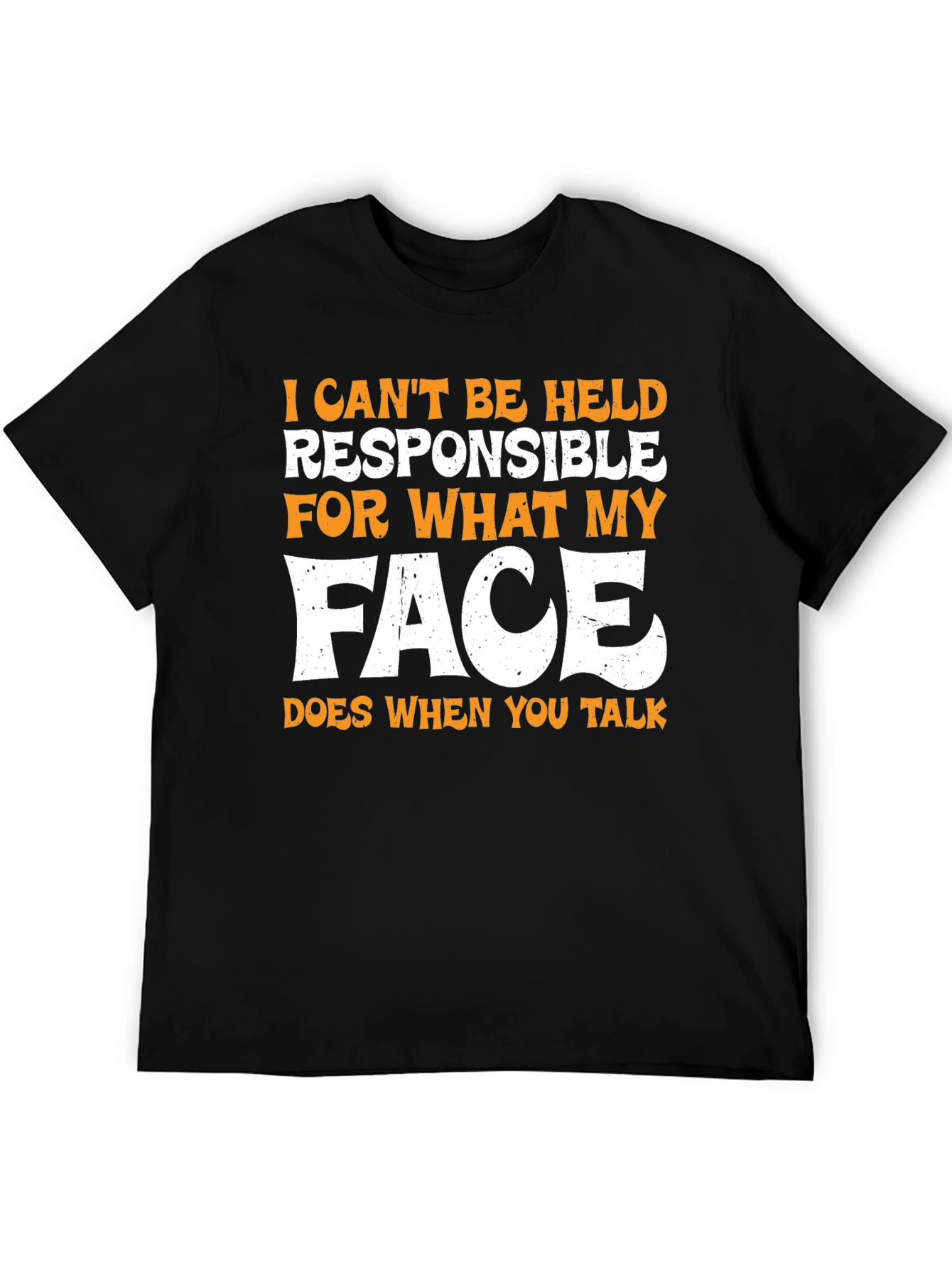 Black Funny Face Graphic Men's T-Shirt - Black view 5