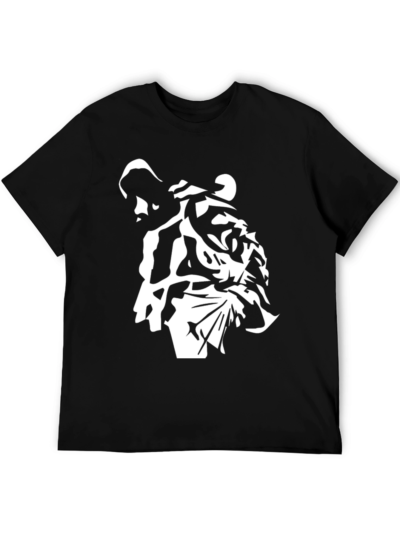 Black Abstract Tiger Graphic Tee - Men's Black T-Shirt view 5