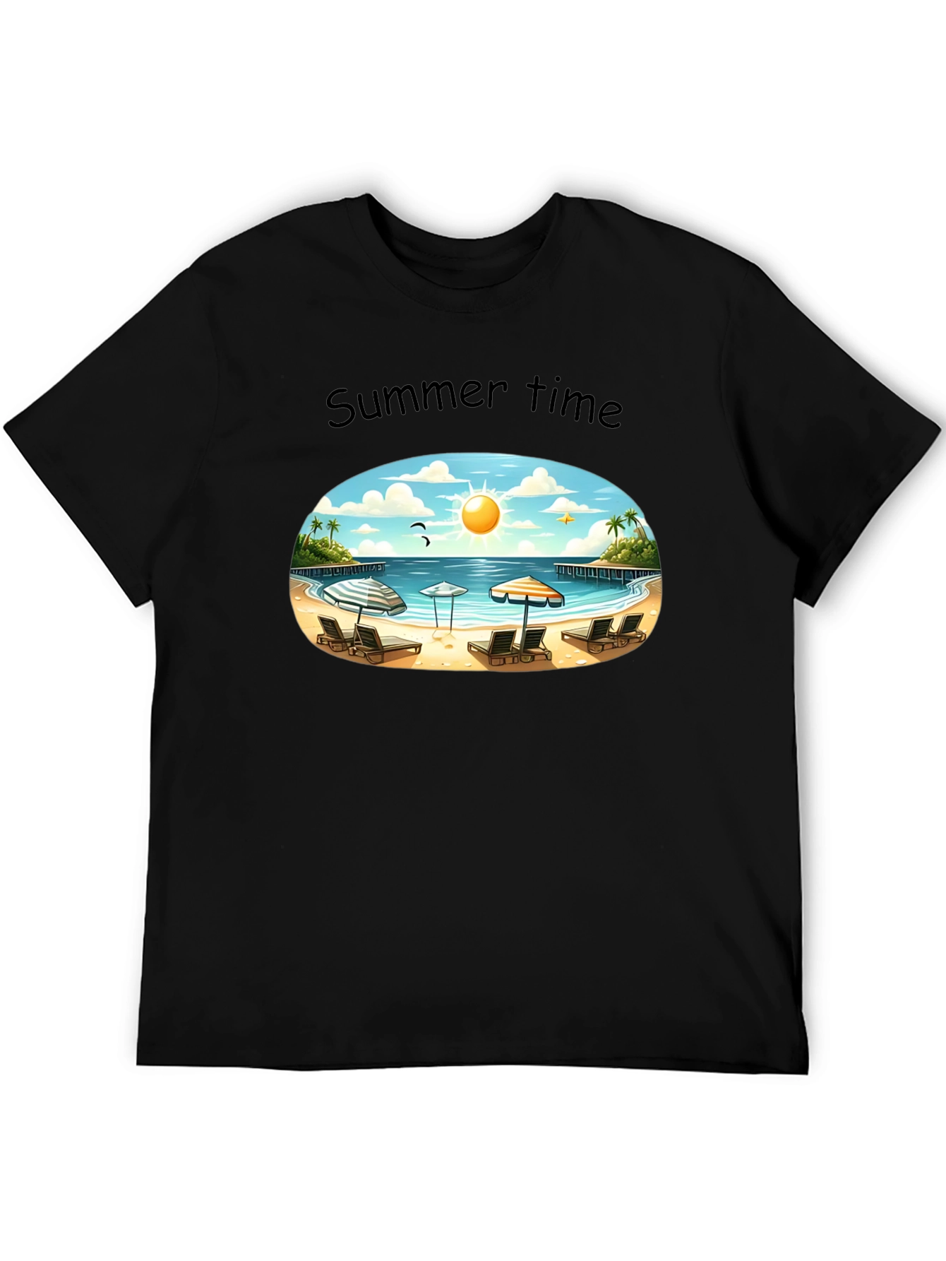 Black Summer Beach T-Shirt view 5