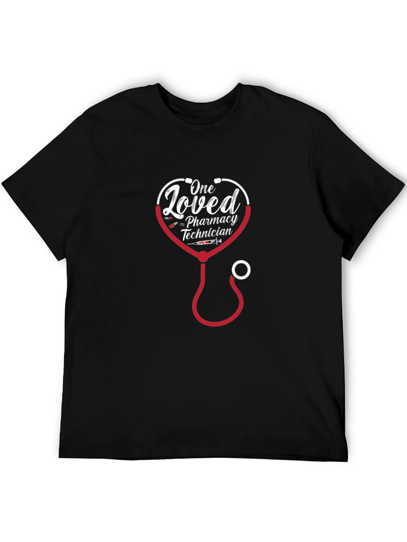 Black One Loved Pharmacy Technician Graphic Tee view 5