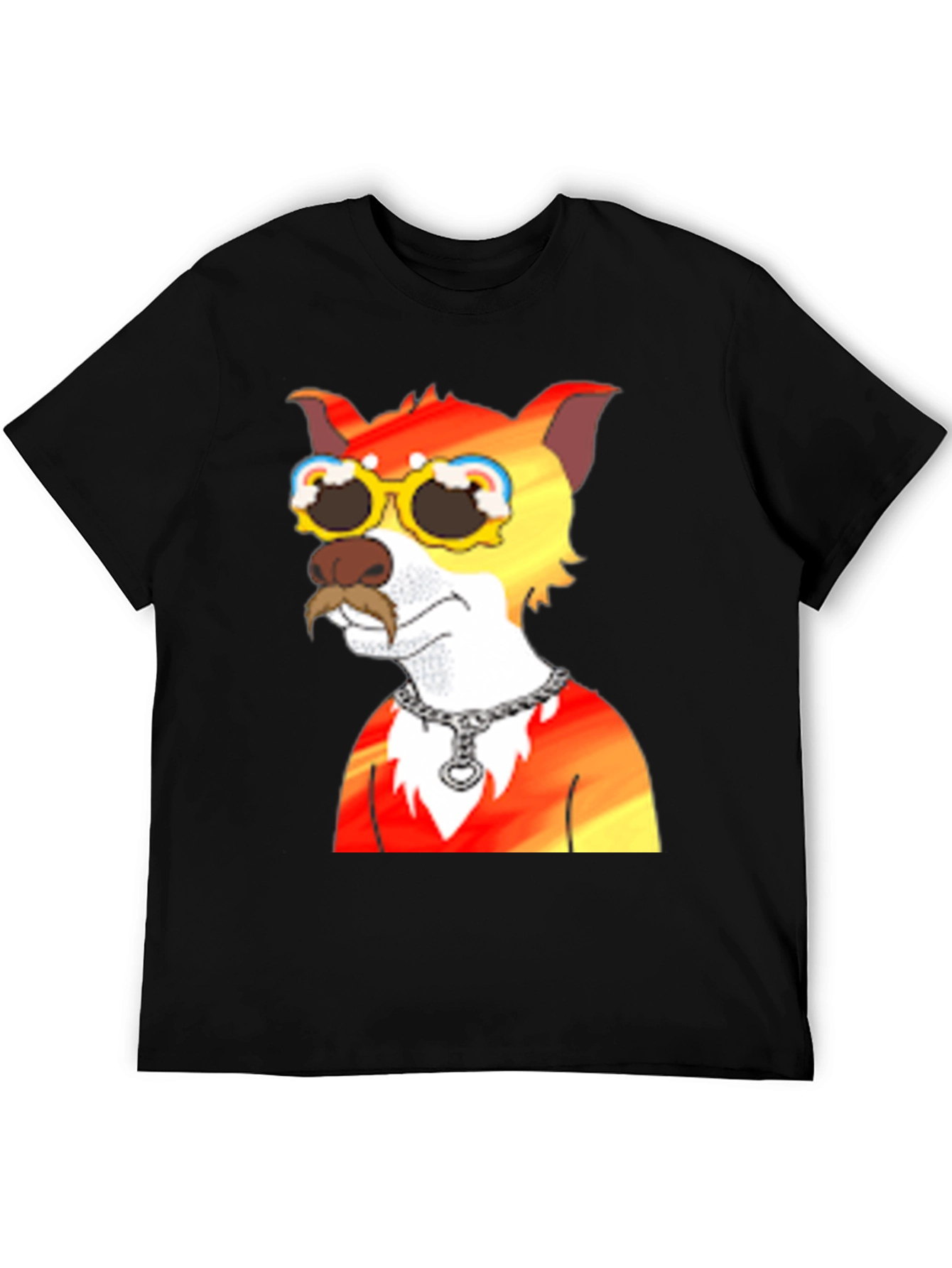 Black Cool Cartoon Dog Graphic Tee - Black view 5