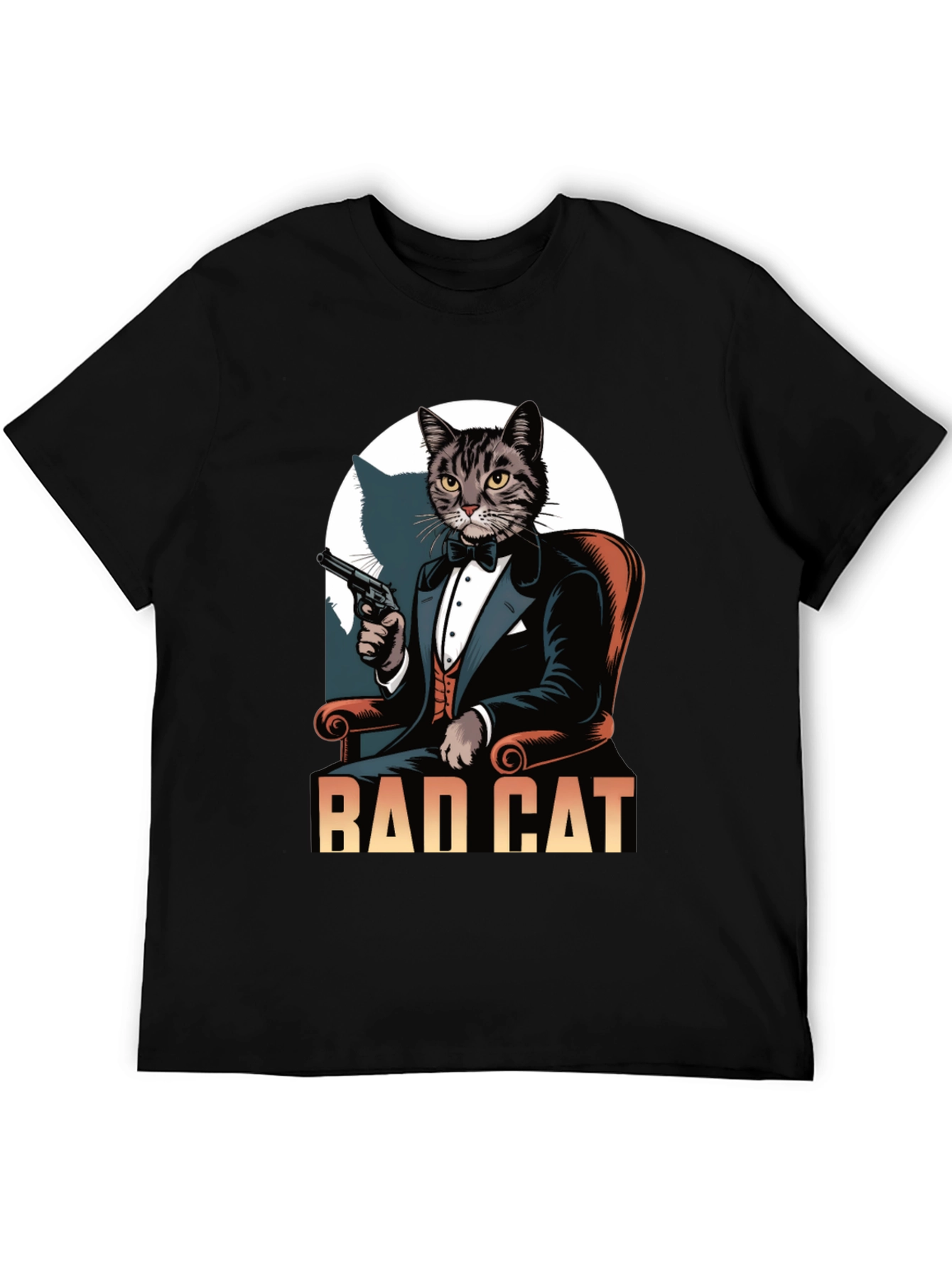 Black Bad Cat Tuxedo T-Shirt view 5