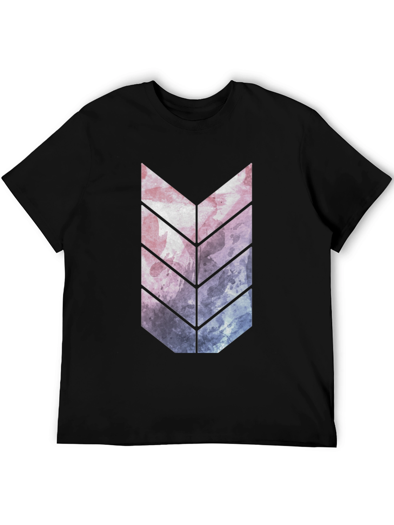 Black Abstract Arrow Graphic Tee - Black Cotton Blend view 5
