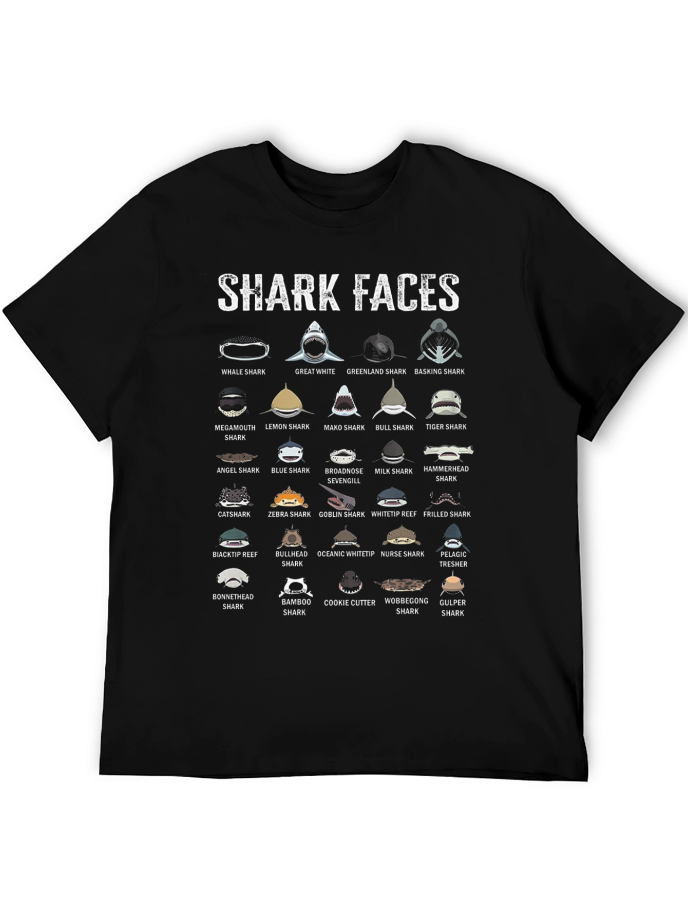 Black Shark Faces Graphic Print T-Shirt view 5