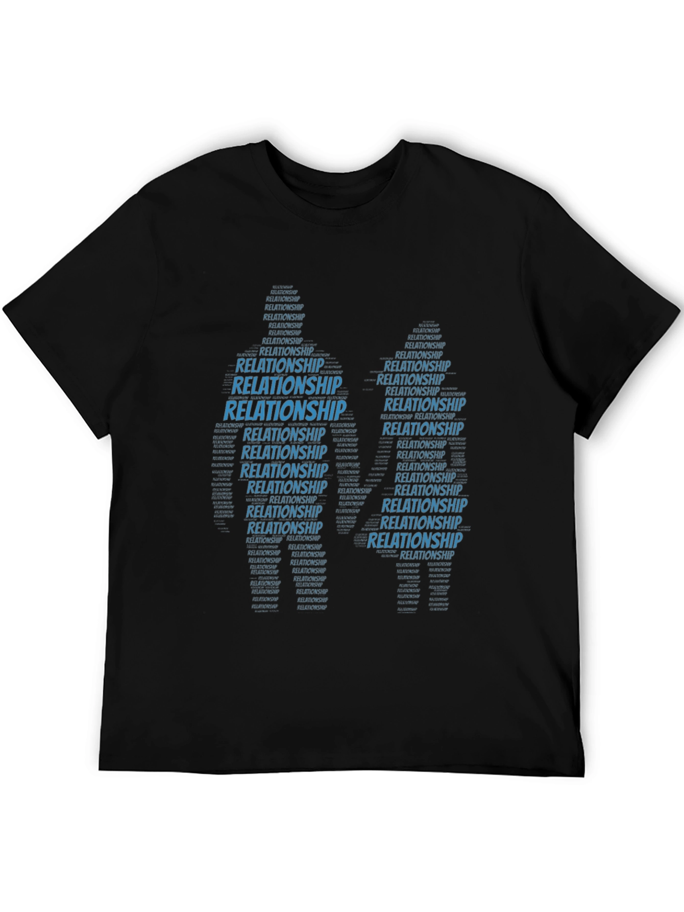 Black Relationship Word Art T-Shirt, Black Crew Neck view 5