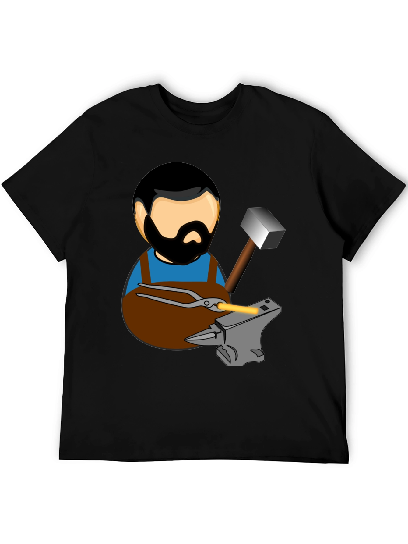 Black Blacksmith T-Shirt Cartoon Anvil Hammer Forge view 5