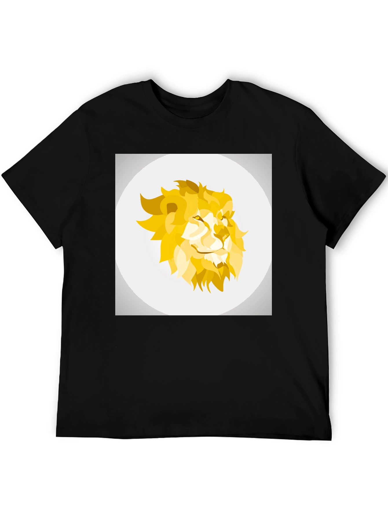 Black Geometric Lion Head Graphic Tee - Black view 5
