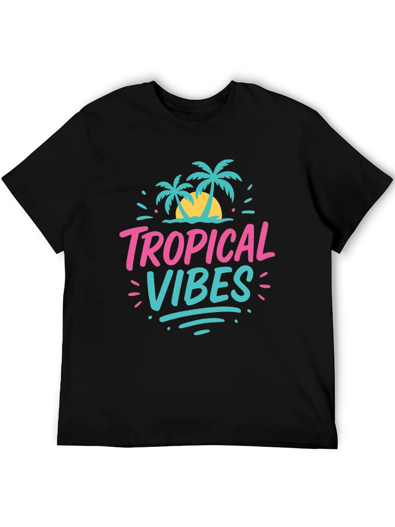 Black Tropical Vibes Graphic Tee - Summer Ready! view 5